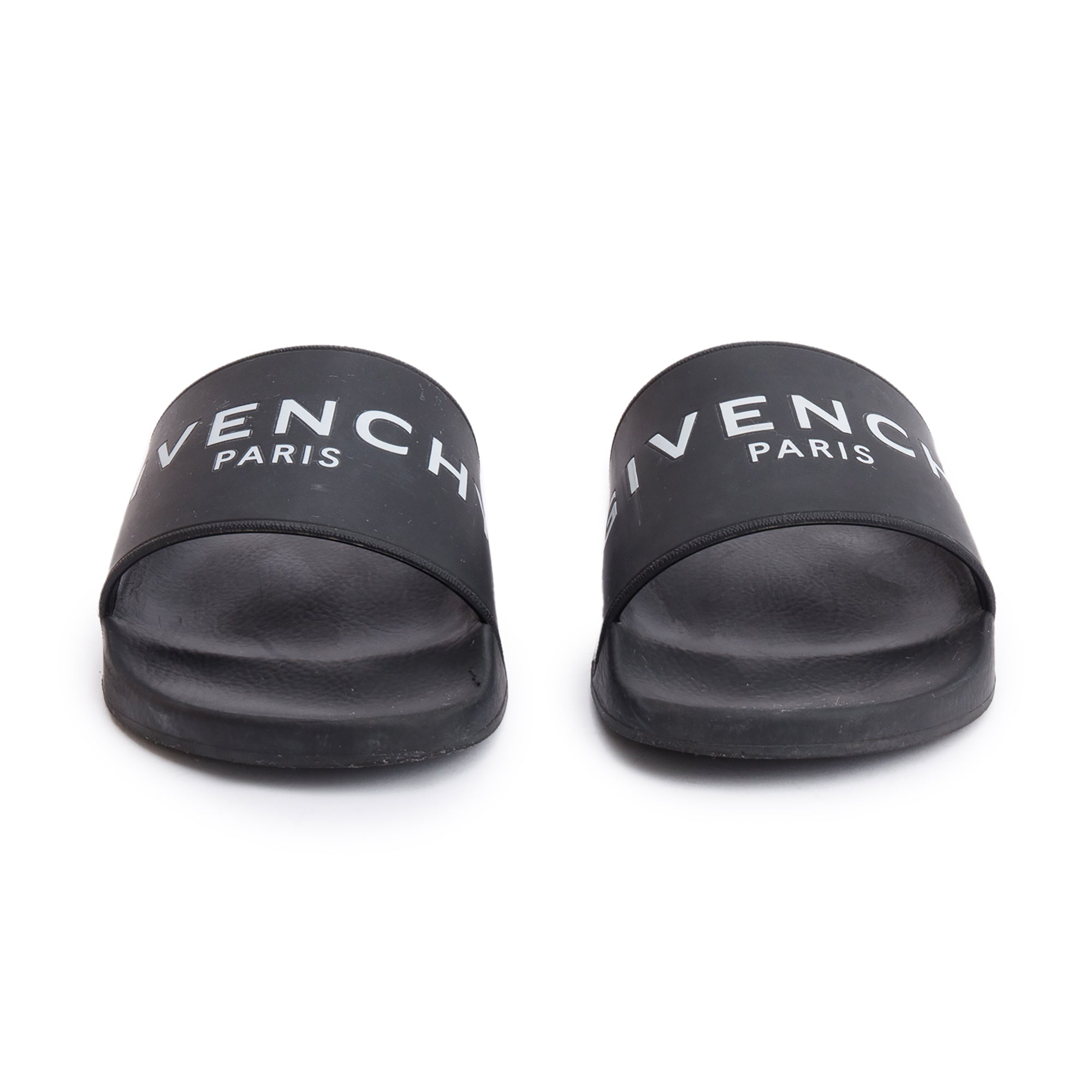 Givenchy Black Rubber Logo Slides, Size 39 w/ Box