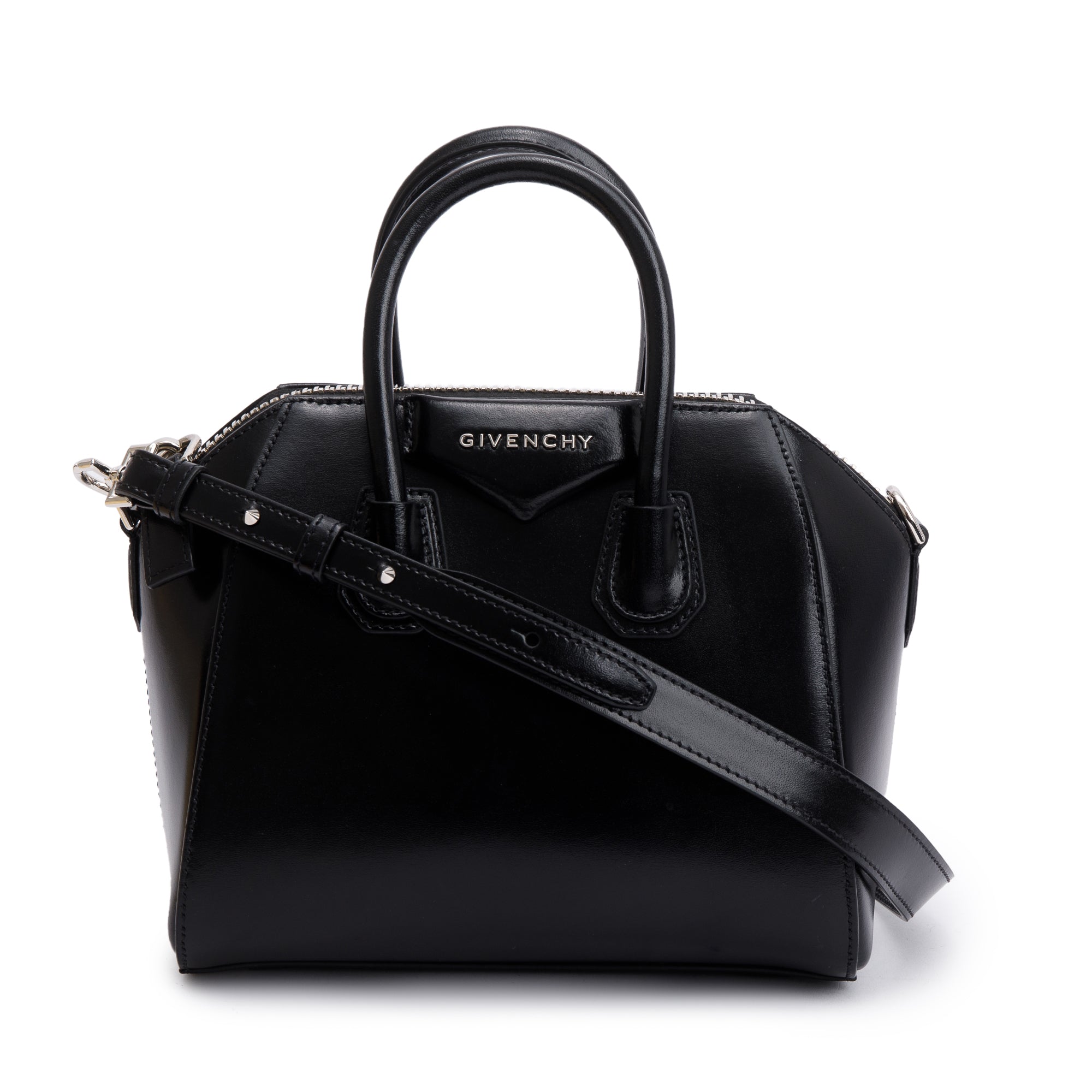 Givenchy Black Smooth Calfskin Leather Mini Antigona Bag w/ Strap
