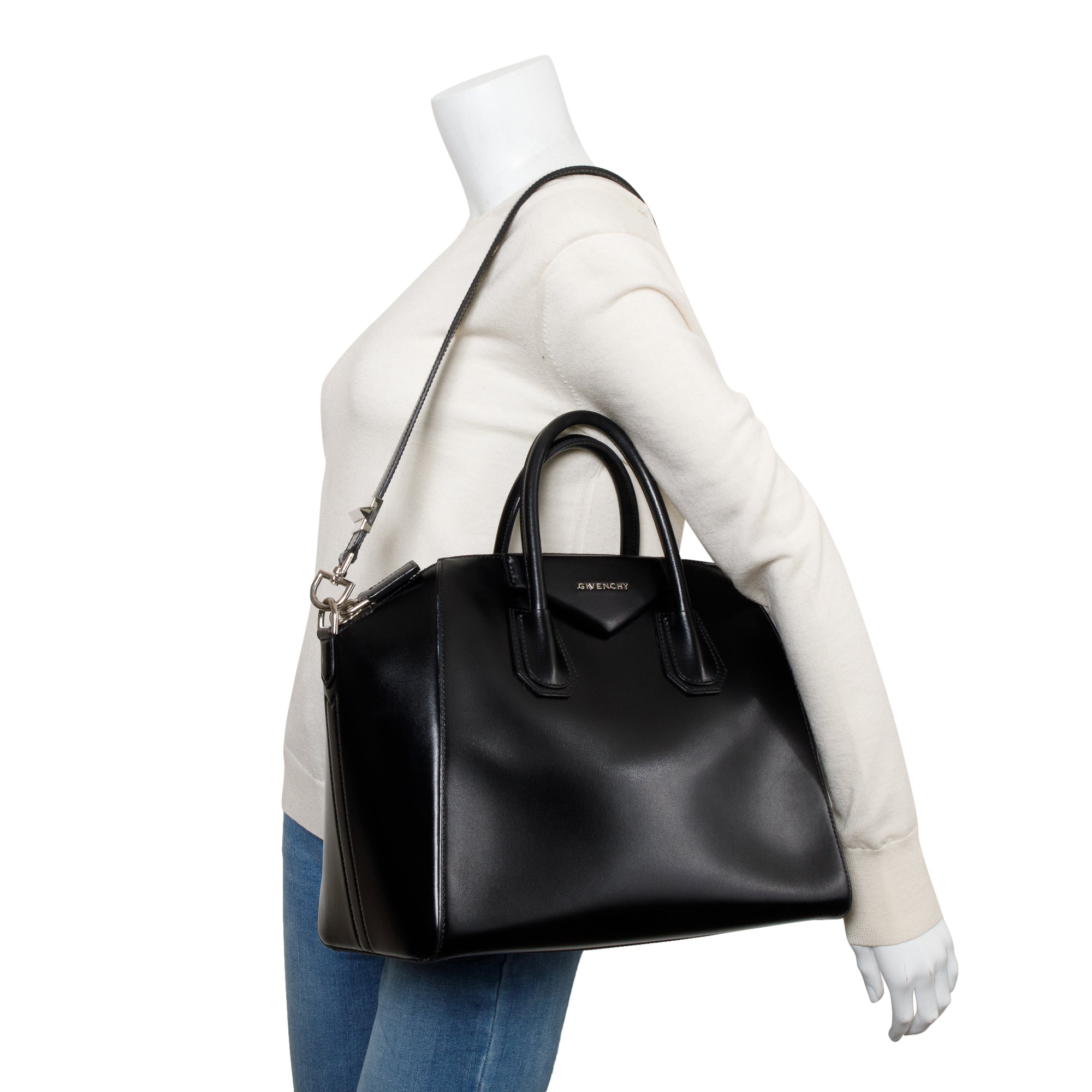 Givenchy Black Smooth Leather Medium Antigona Satchel