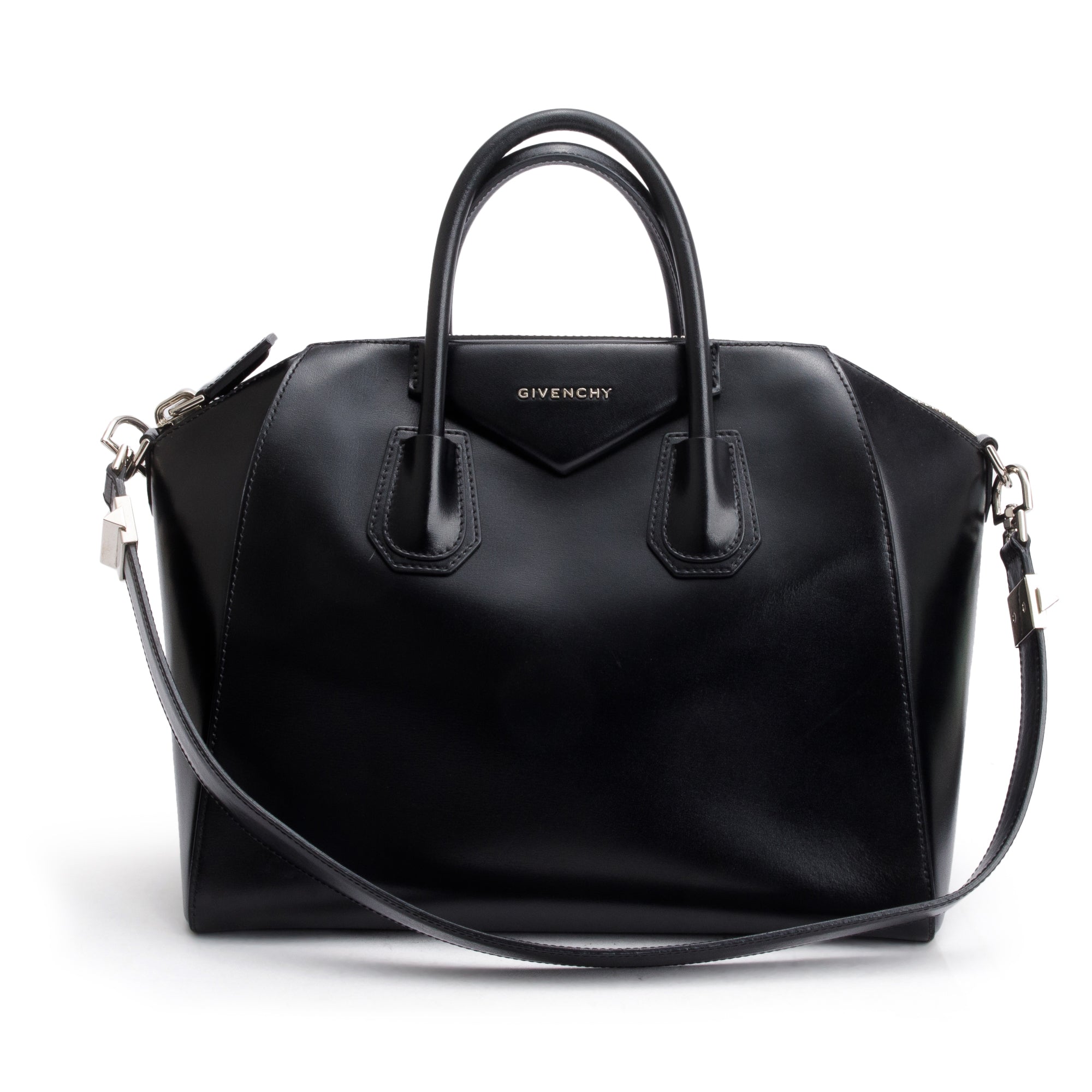 Givenchy Black Smooth Leather Medium Antigona Satchel
