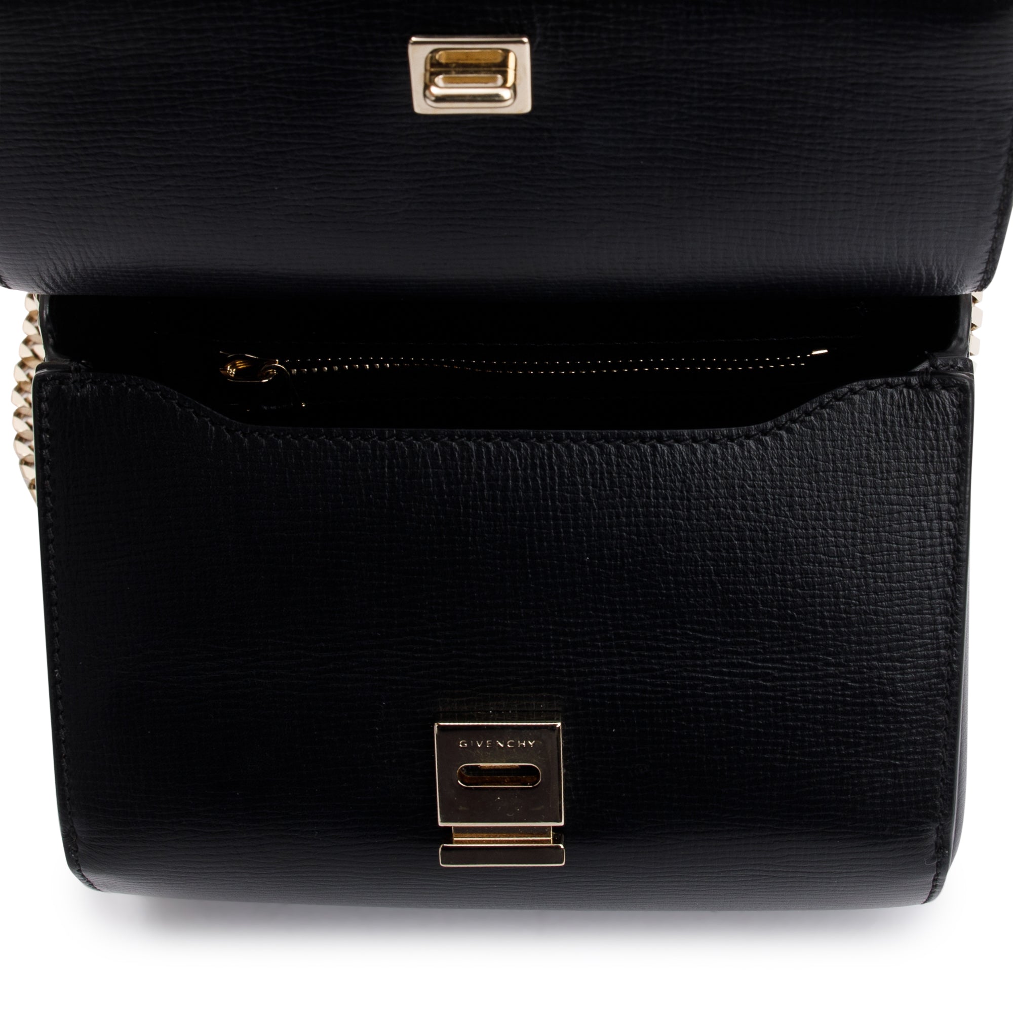 Givenchy Black Textured Calfskin Mini Pandora Box Chain Bag