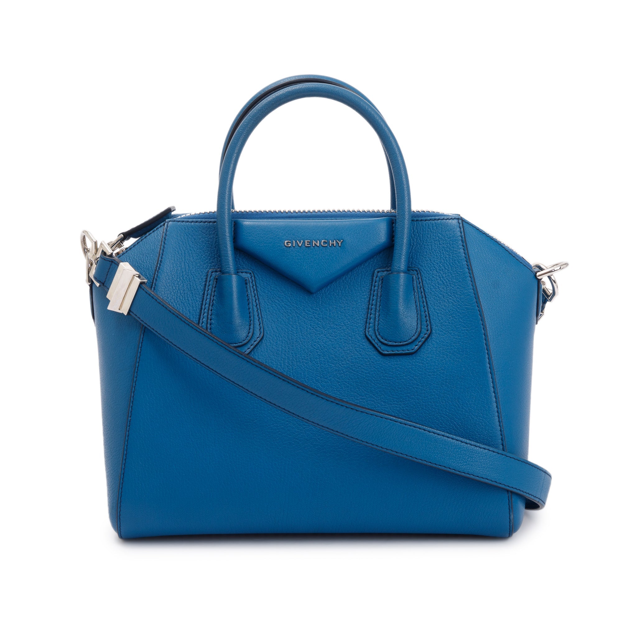Givenchy Blue Grained Calfskin Small Antigona Bag