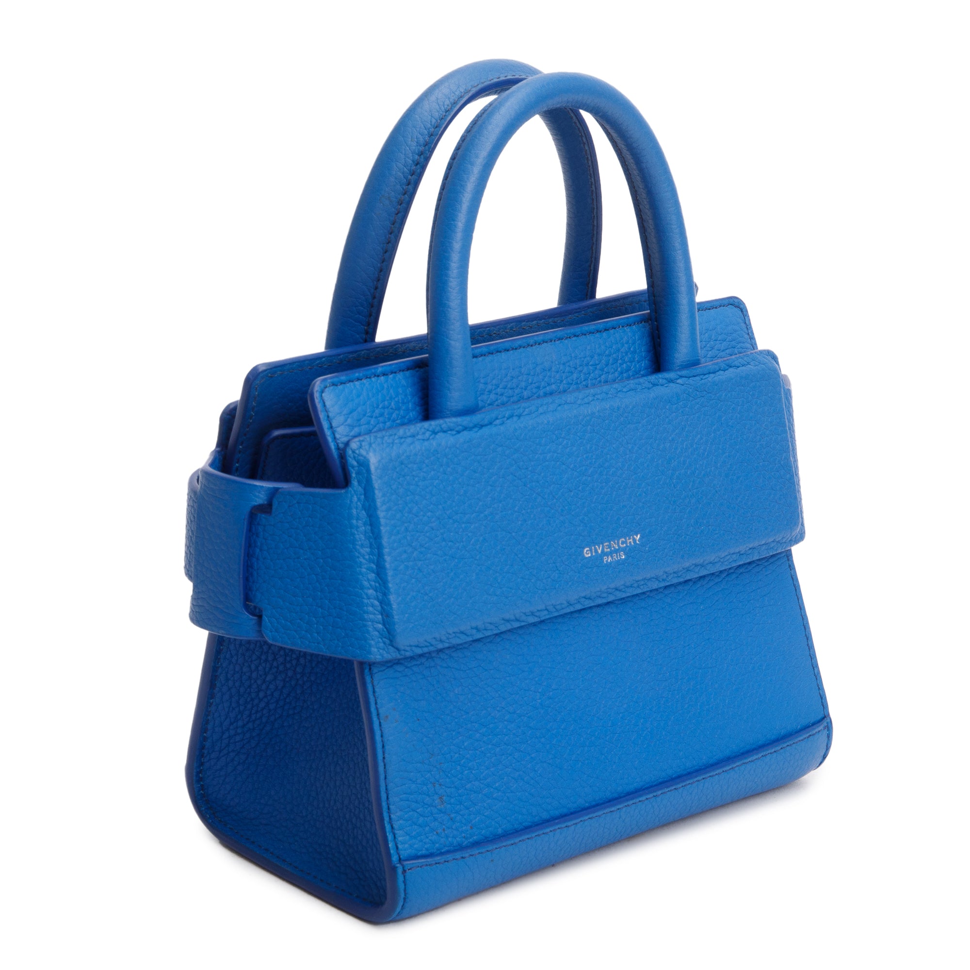 Givenchy Blue Leather Nano Horizon Top Handle bag w/ Strap