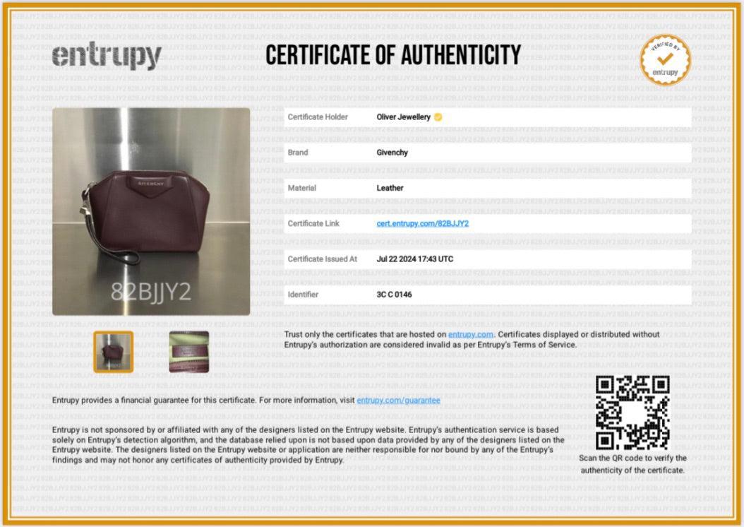 Givenchy Burgundy Calfskin Leather Small Antigona Beauty Wristlet Bag