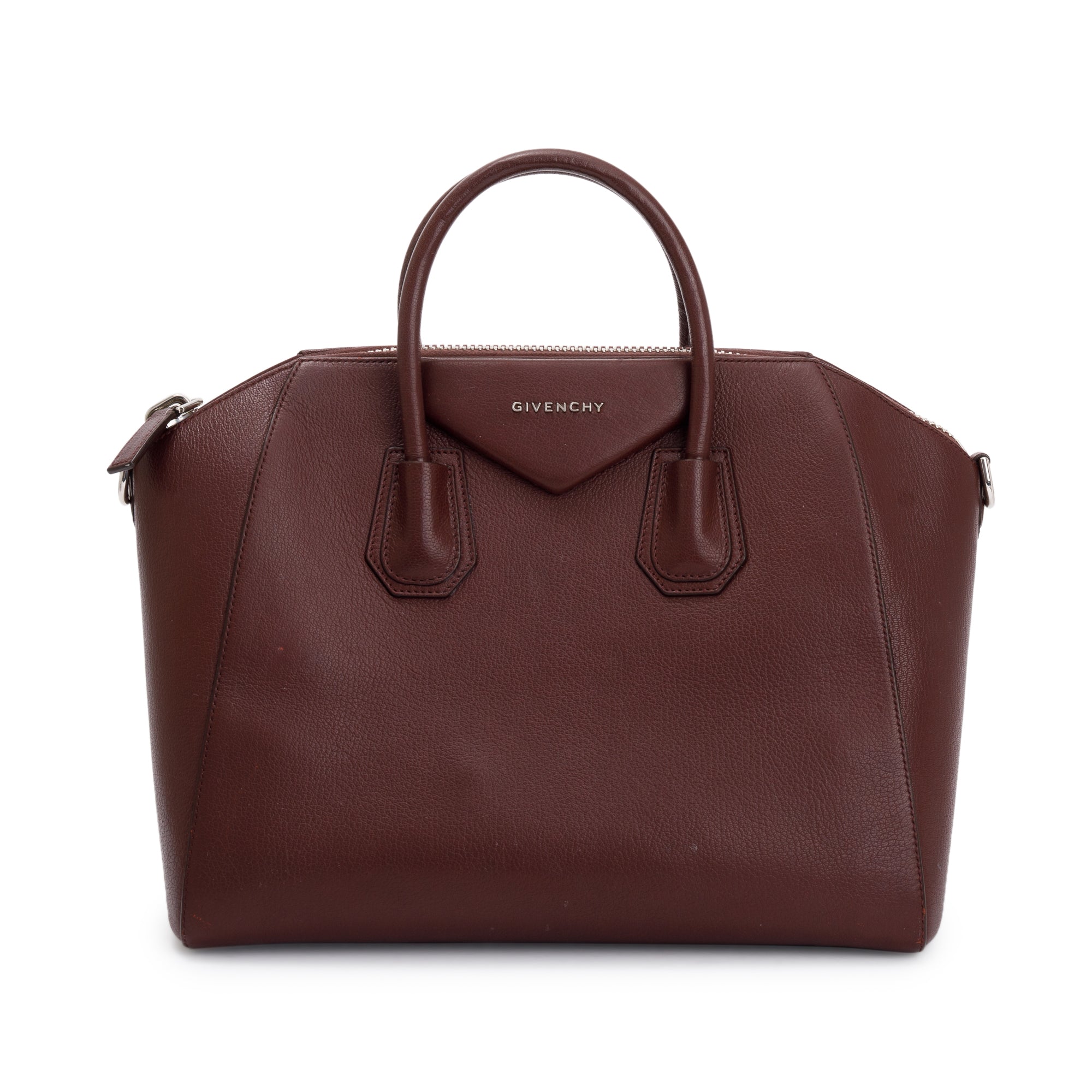 Givenchy Burgundy Grained Leather Medium Antigona Bag