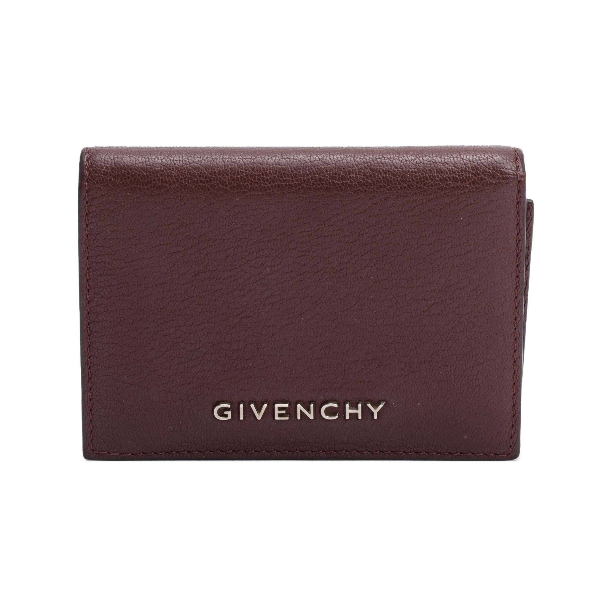 Givenchy Burgundy Leather Trifold Compact Wallet w/ Box