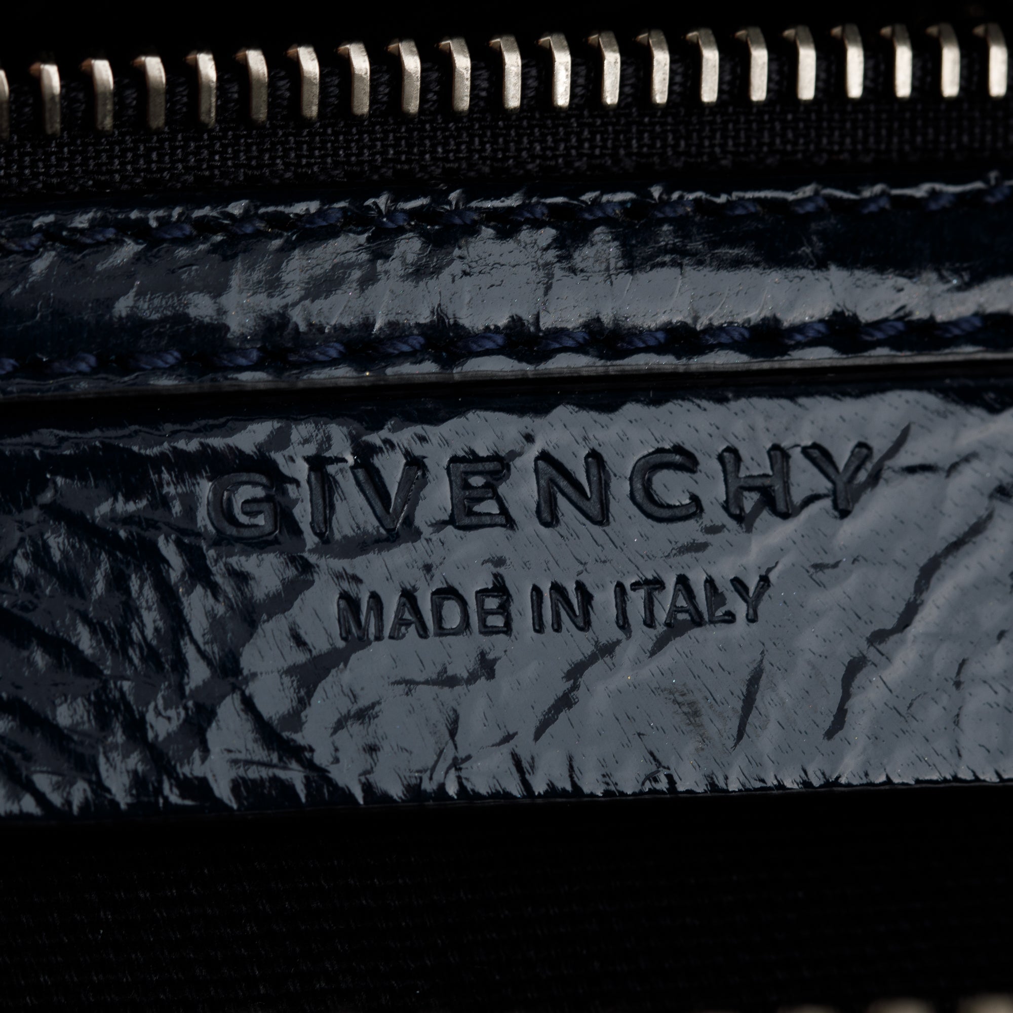 Givenchy Deep Blue Textured Patent Leather Small Antigona Bag