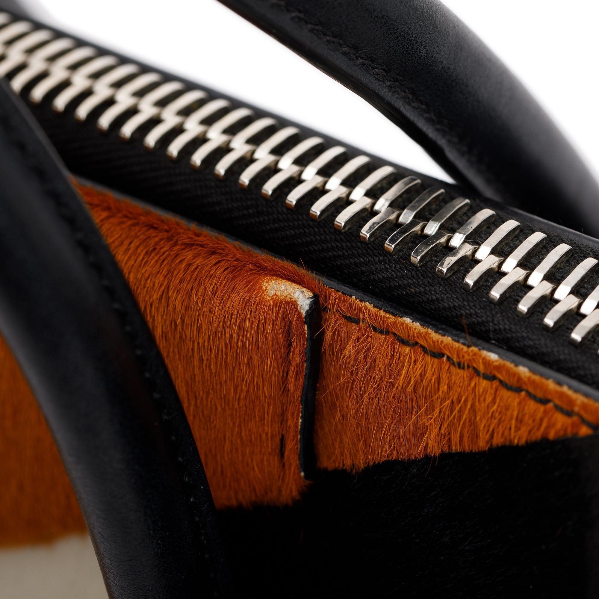 Givenchy Fur Trim Black Calfskin Leather Medium Antigona Bag