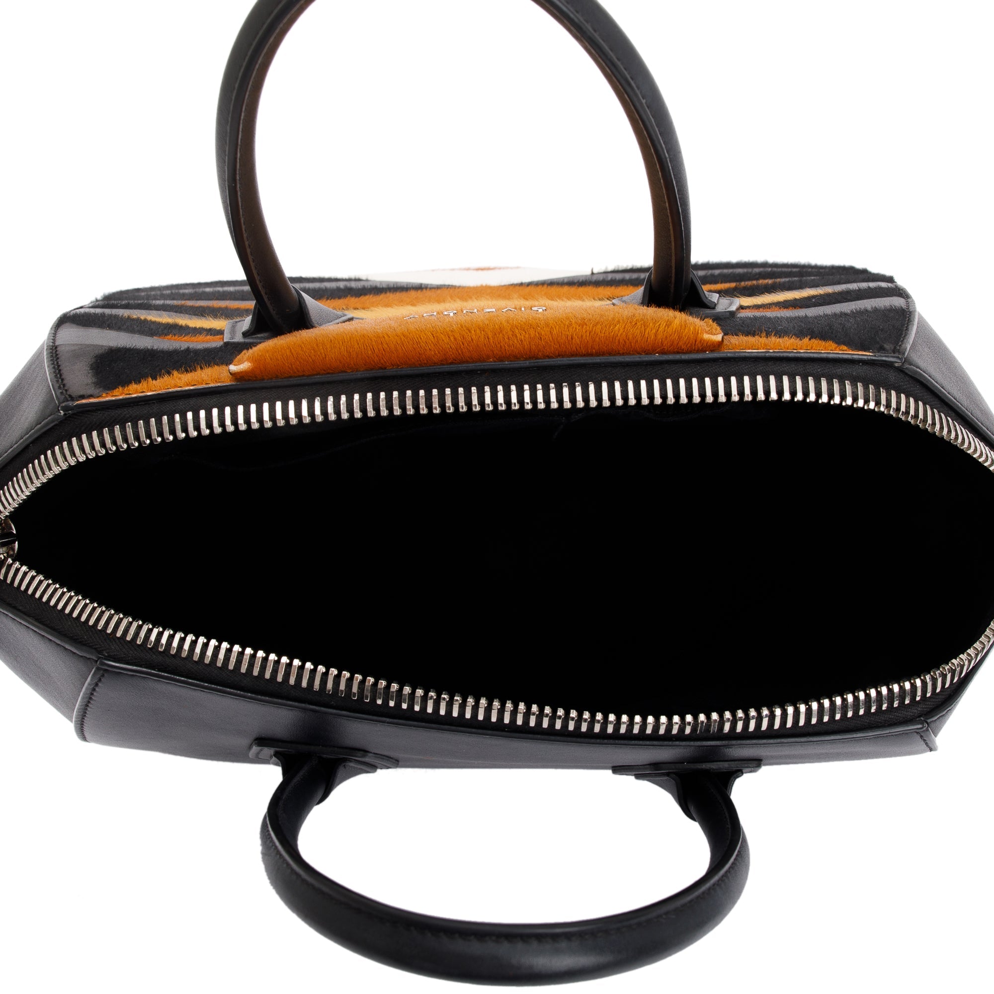 Givenchy Fur Trim Black Calfskin Leather Medium Antigona Bag