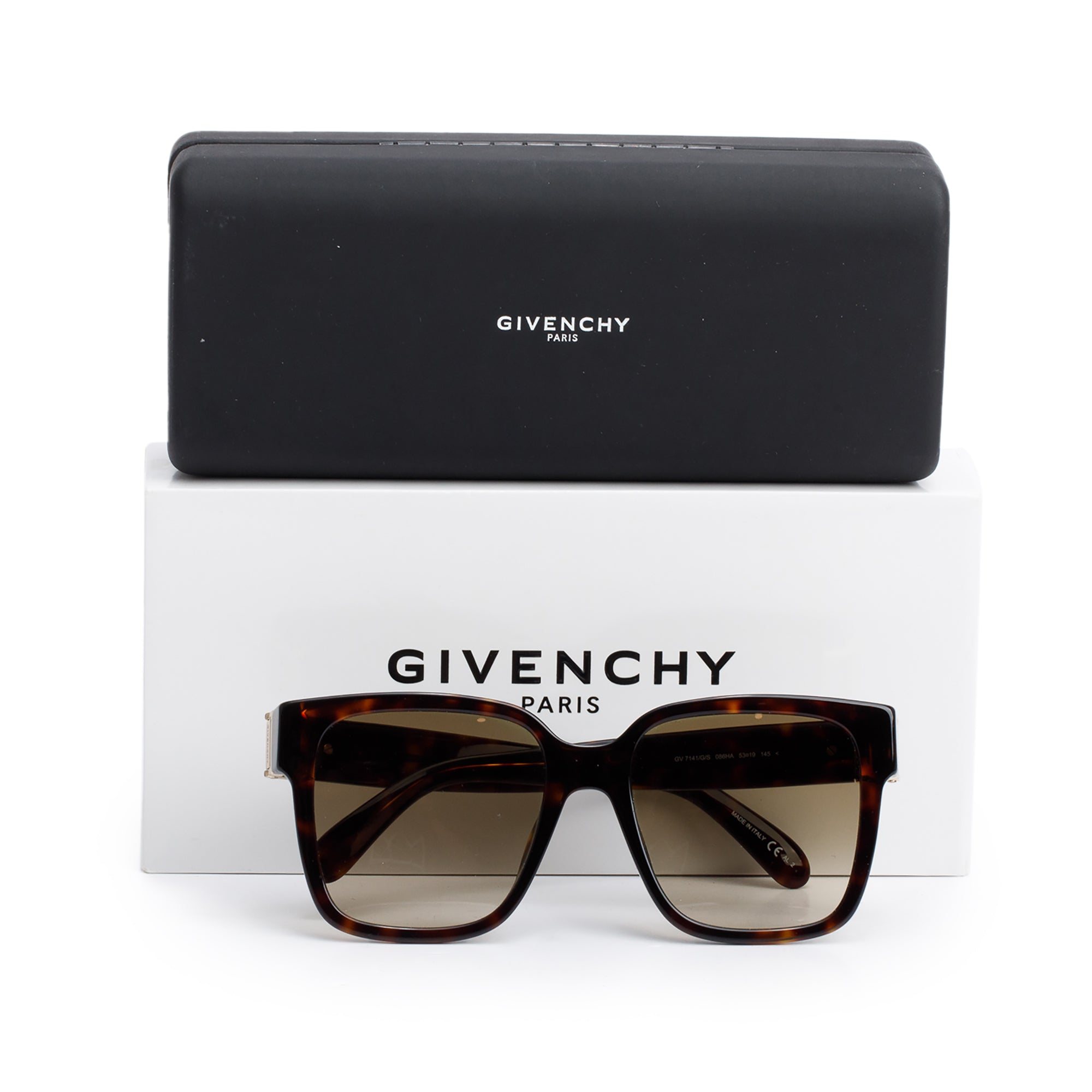 Givenchy GV7141/G/S Havana Acetate Square Sunglasses w/ Box & Case
