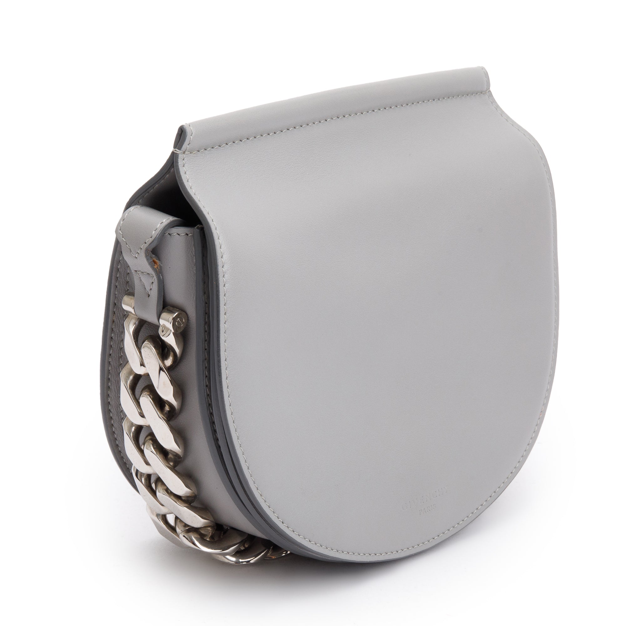 Givenchy Grey Calf Leather Mini Saddle Crossbody Bag