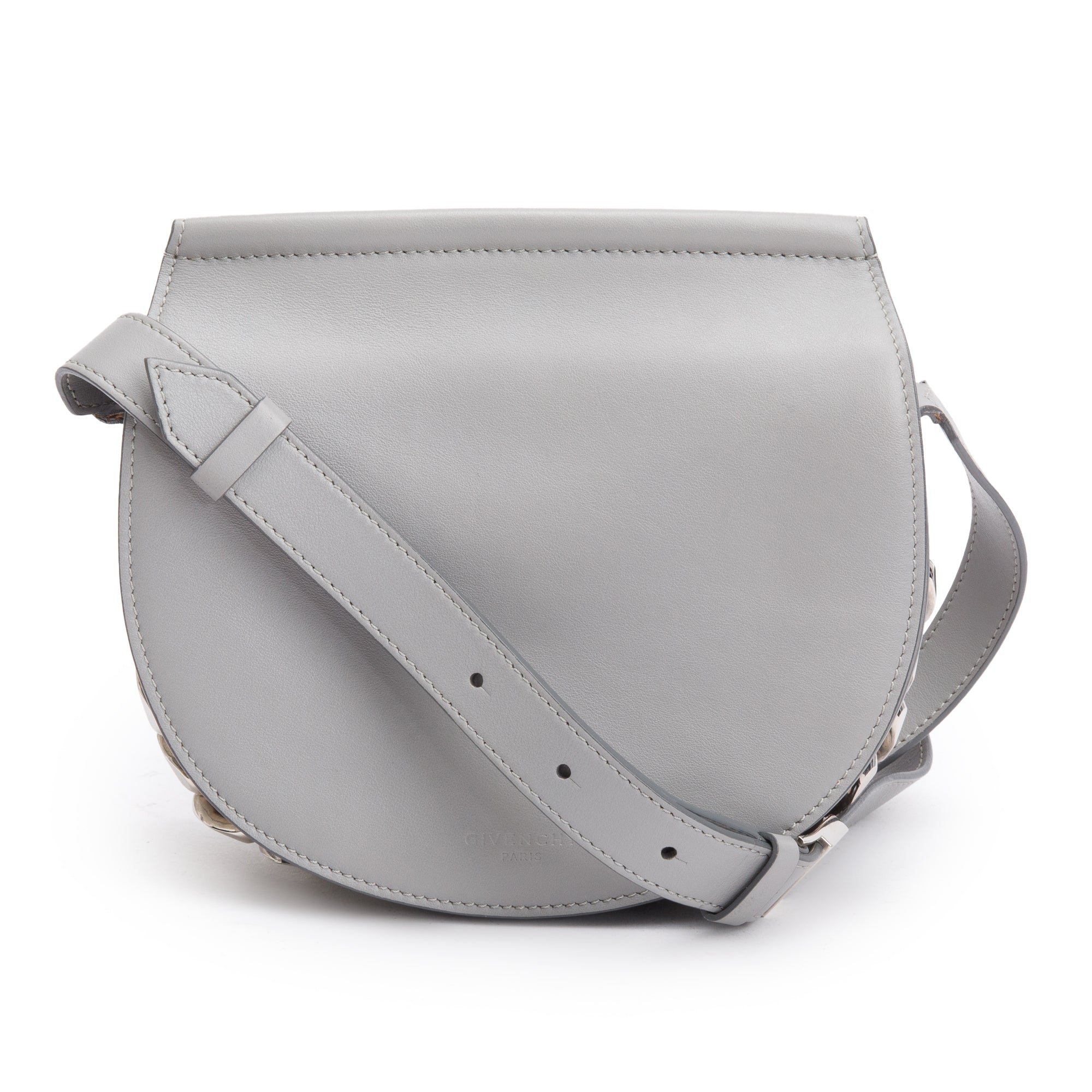 Givenchy Grey Calf Leather Mini Saddle Crossbody Bag