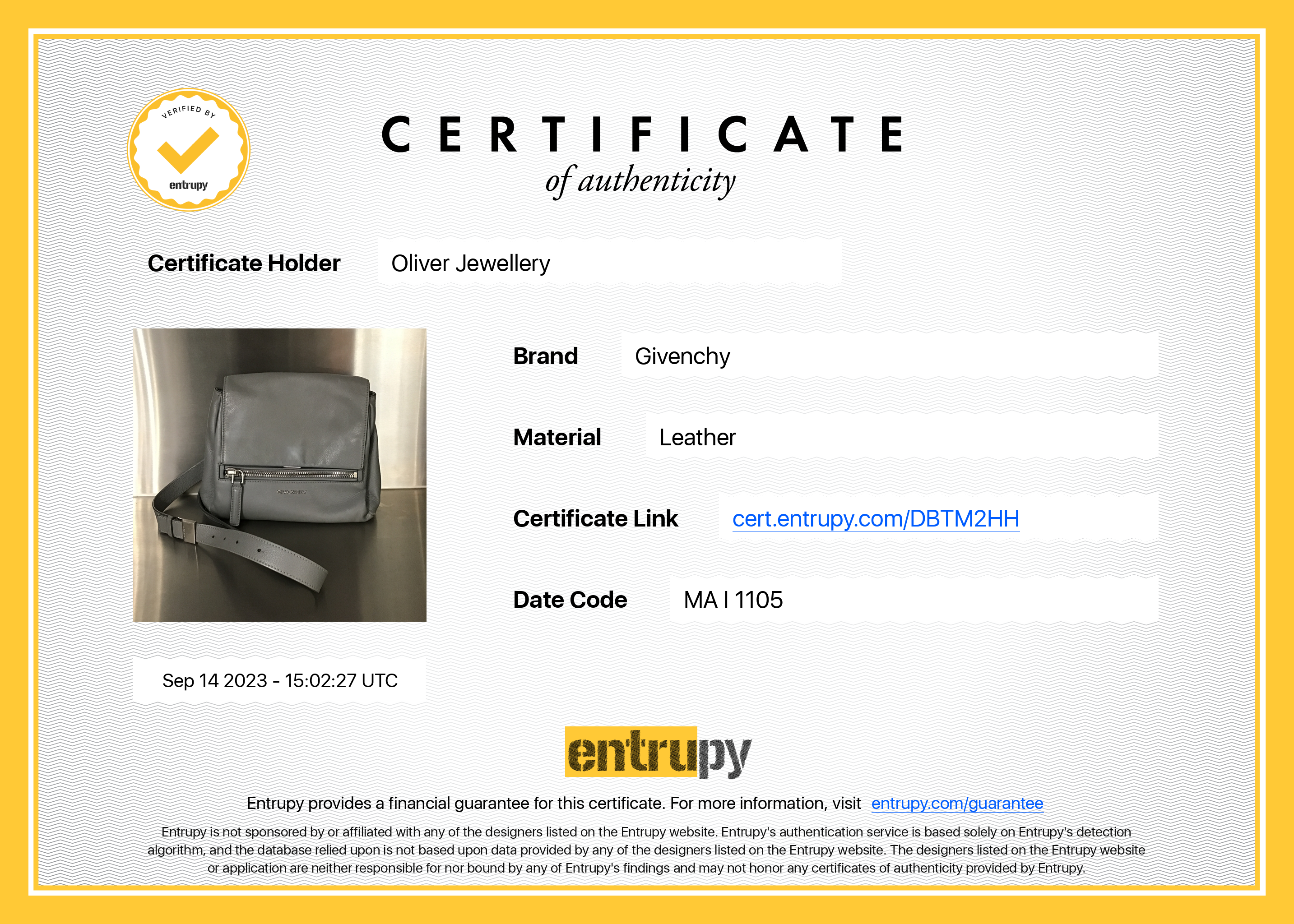 Givenchy Grey Calfskin Leather Pandora Pure Satchel Bag