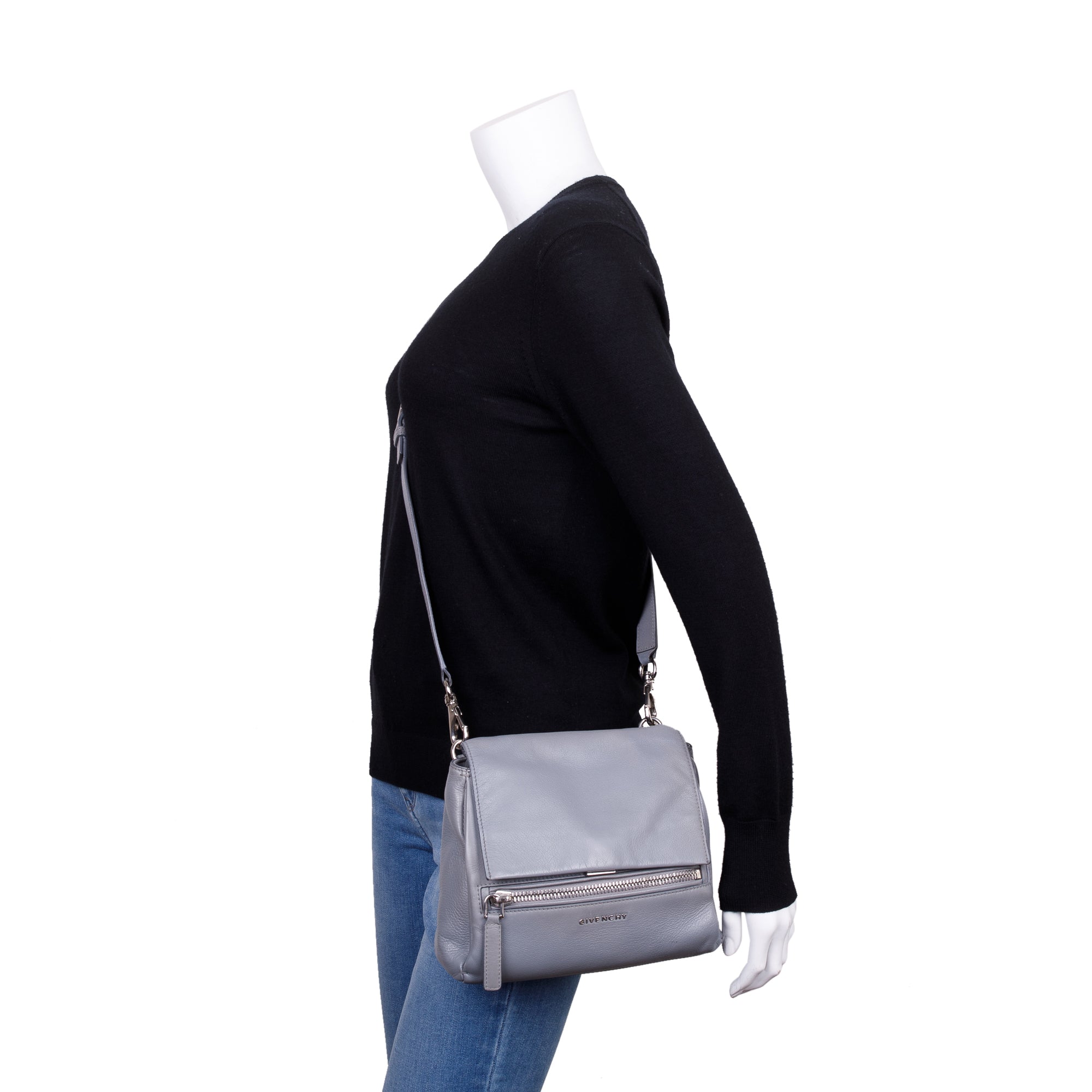 Givenchy Grey Calfskin Leather Pandora Pure Satchel Bag