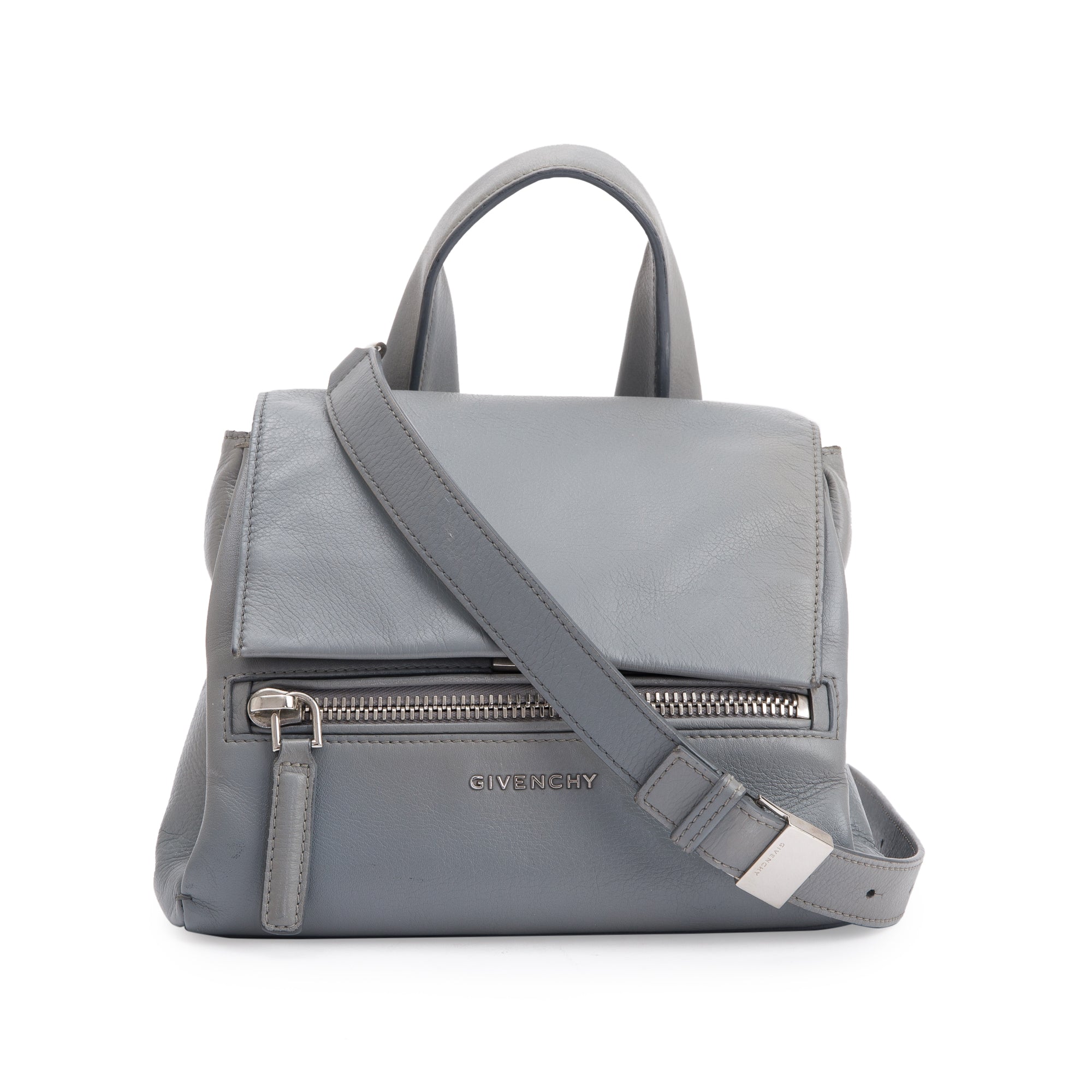 Givenchy Grey Calfskin Leather Pandora Pure Satchel Bag