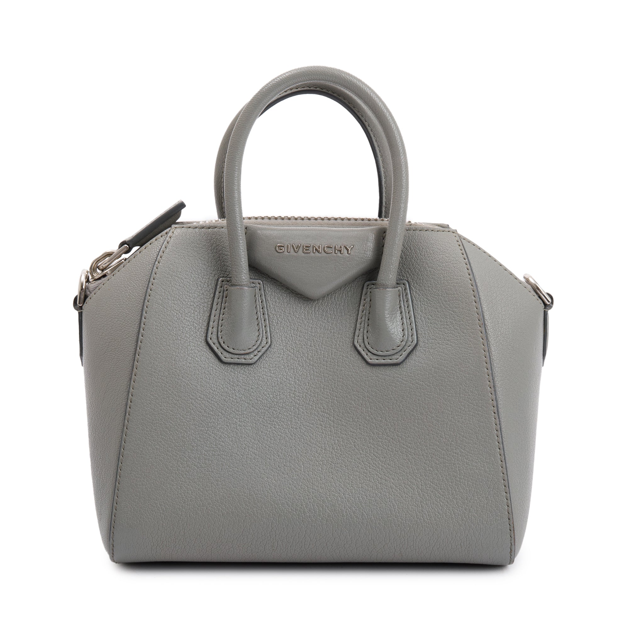 Givenchy Grey Goatskin Leather Mini Antigona Bag w/ Strap