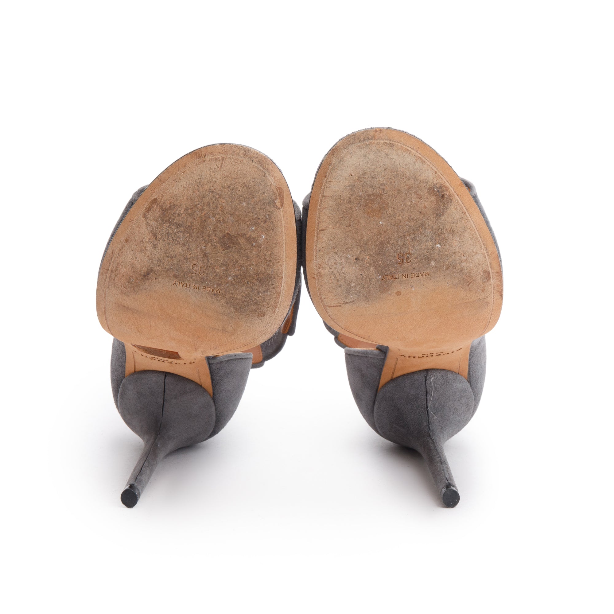 Givenchy Grey Suede Shark Lock Ankle Strap Pumps, Size 35