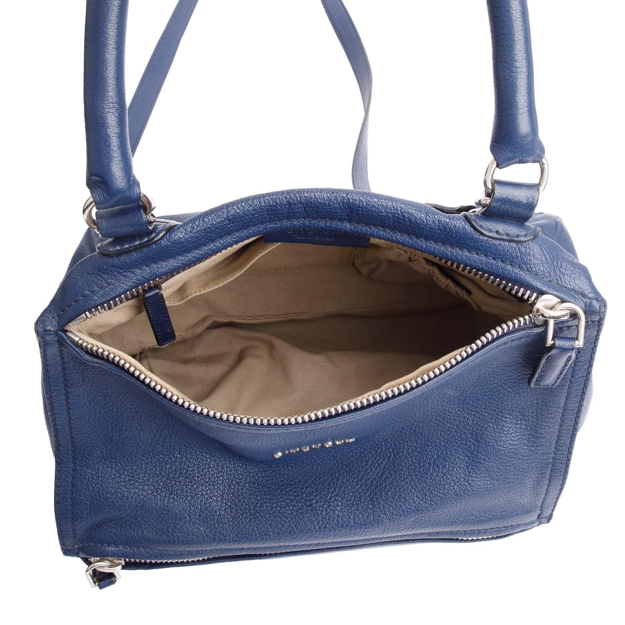 Givenchy Navy Grained Calfskin Leather Small Pandora Satchel