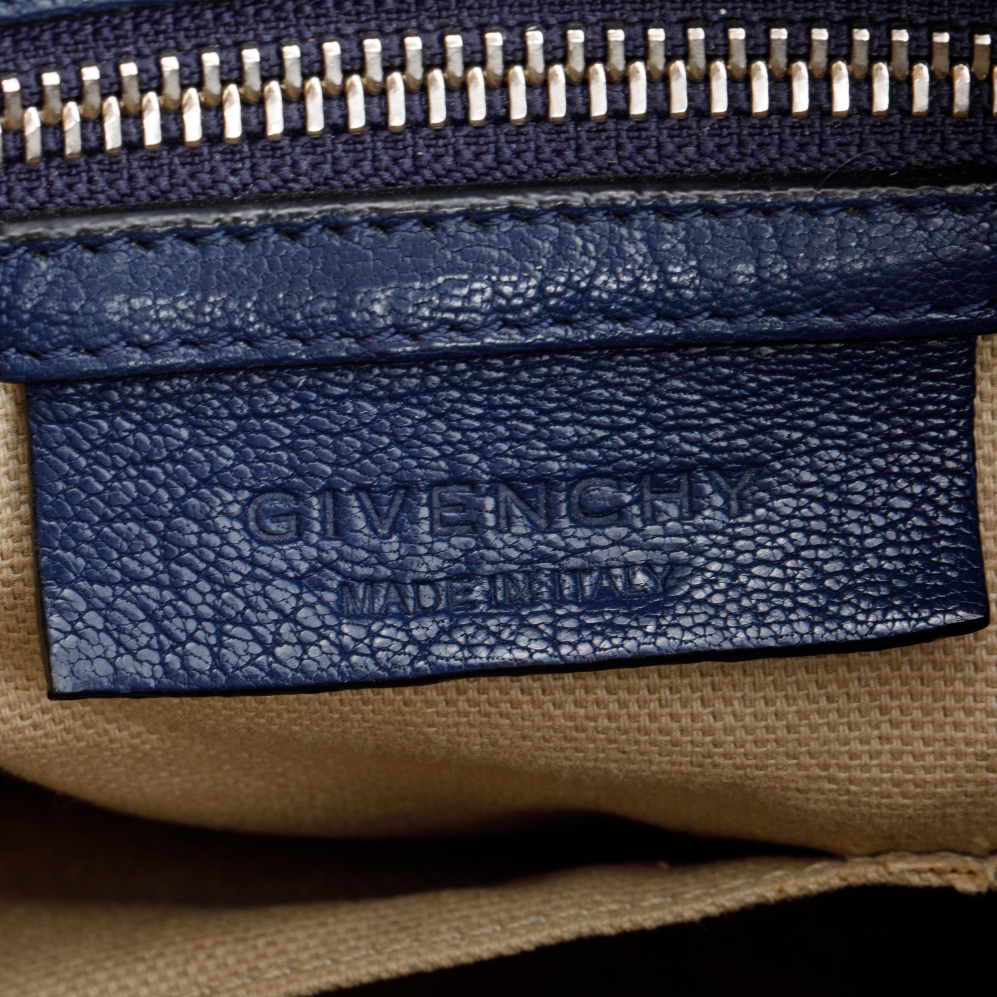 Givenchy Navy Grained Calfskin Leather Small Pandora Satchel
