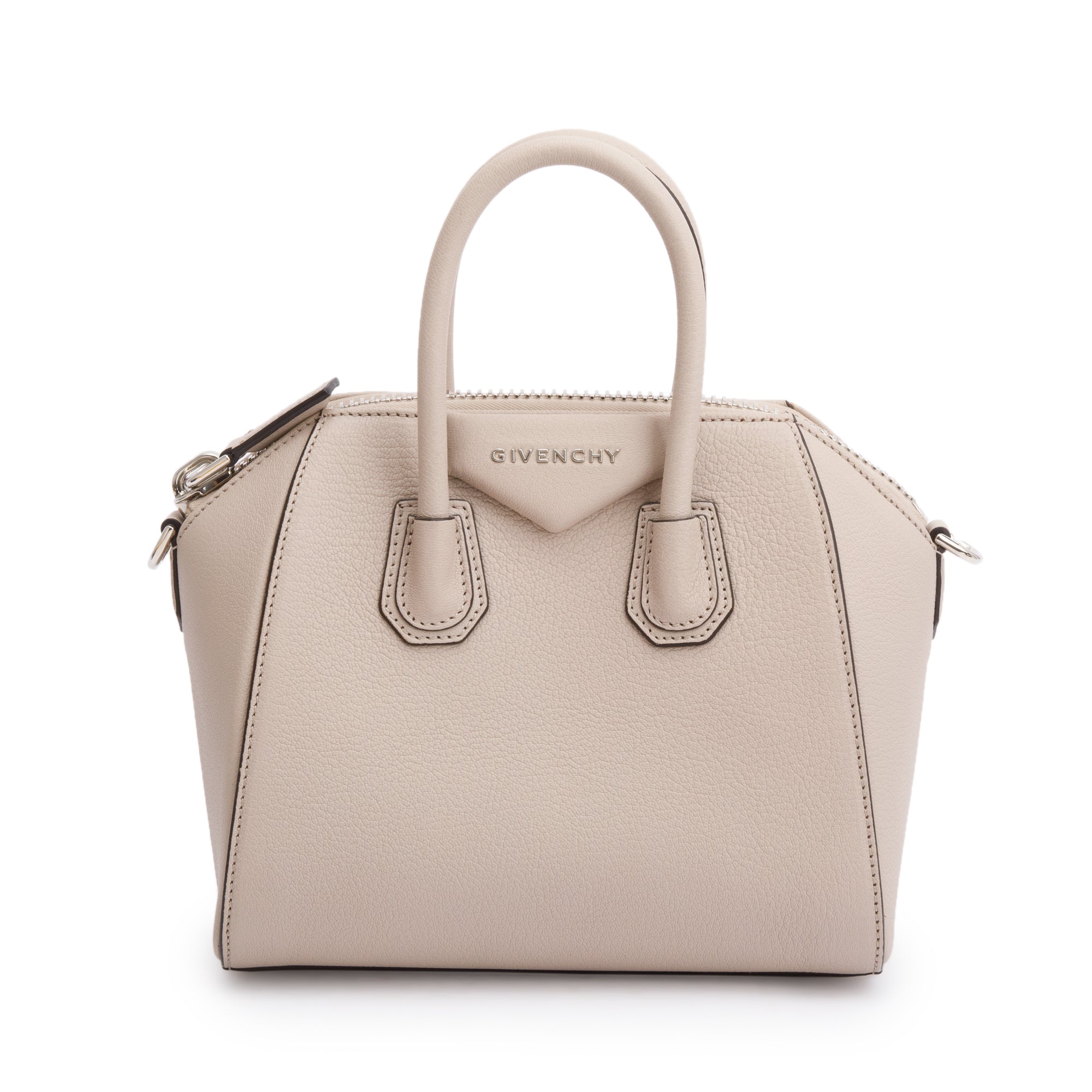 Givenchy Neutral Calfskin Leather Mini Antigona Bag w/ Strap