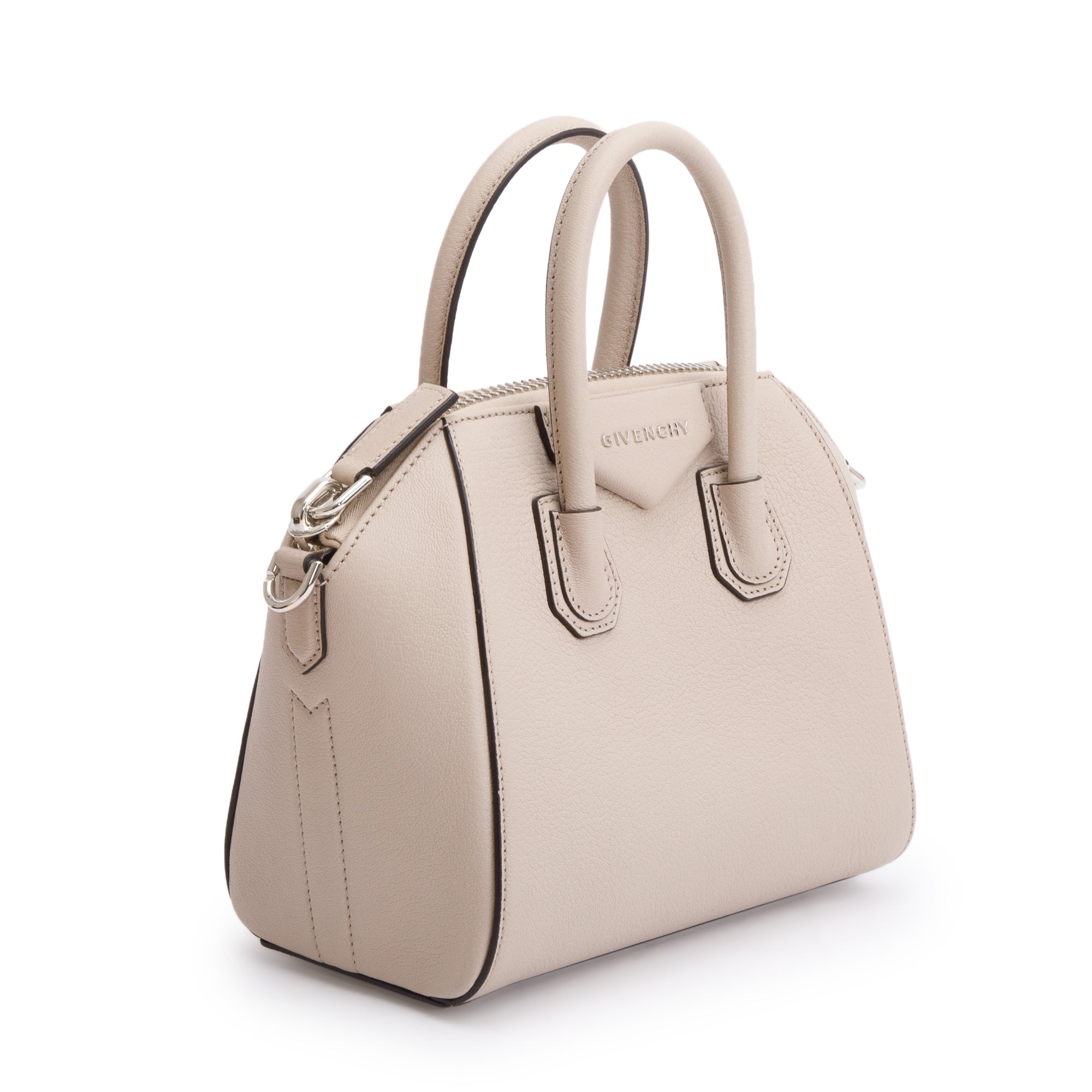 Givenchy Neutral Calfskin Leather Mini Antigona Bag w/ Strap