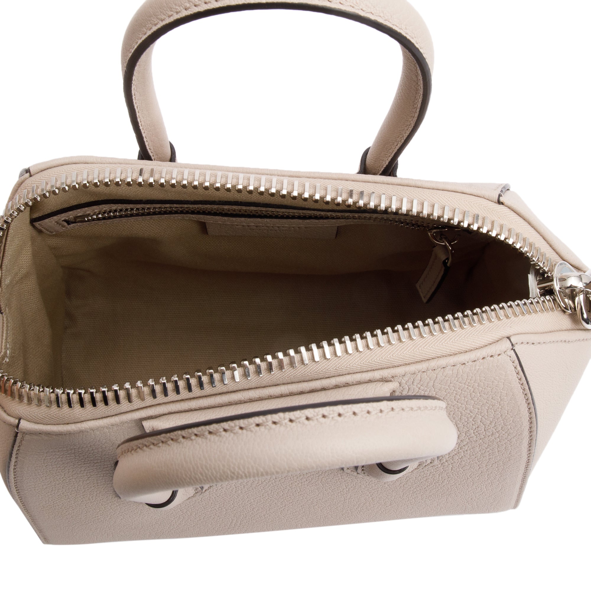 Givenchy Neutral Calfskin Leather Mini Antigona Bag w/ Strap