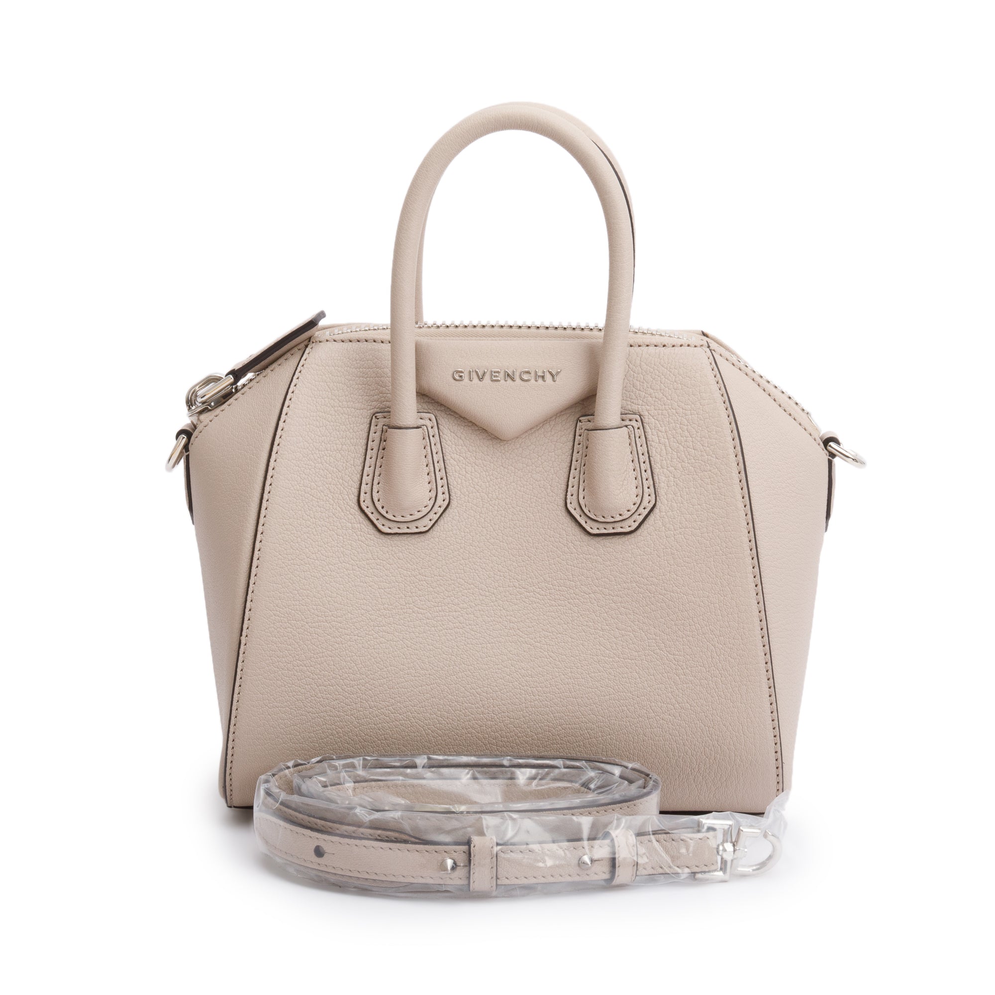 Givenchy Neutral Calfskin Leather Mini Antigona Bag w/ Strap