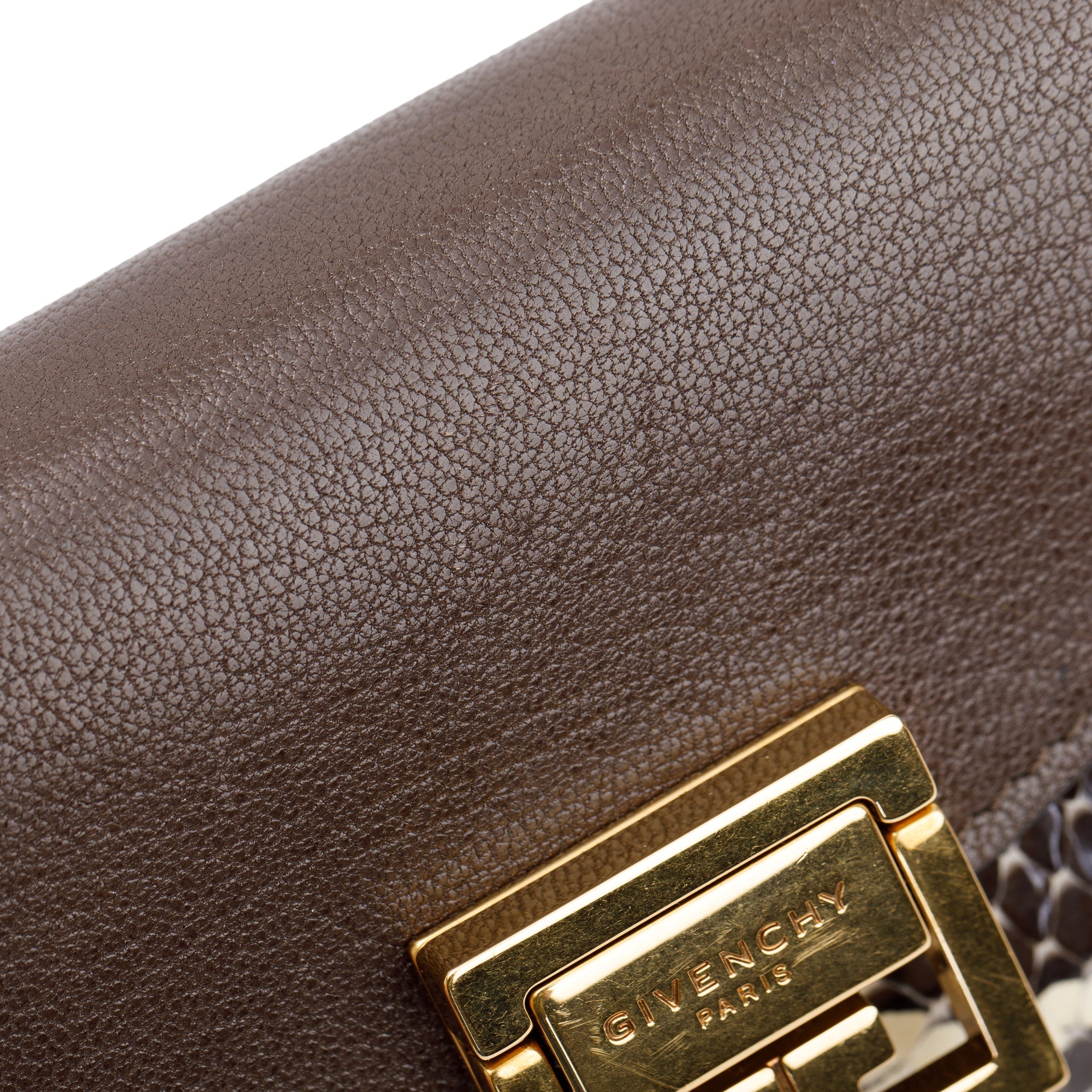 Givenchy Python & Brown Calfskin Leather Nano GV3 Mini Bag