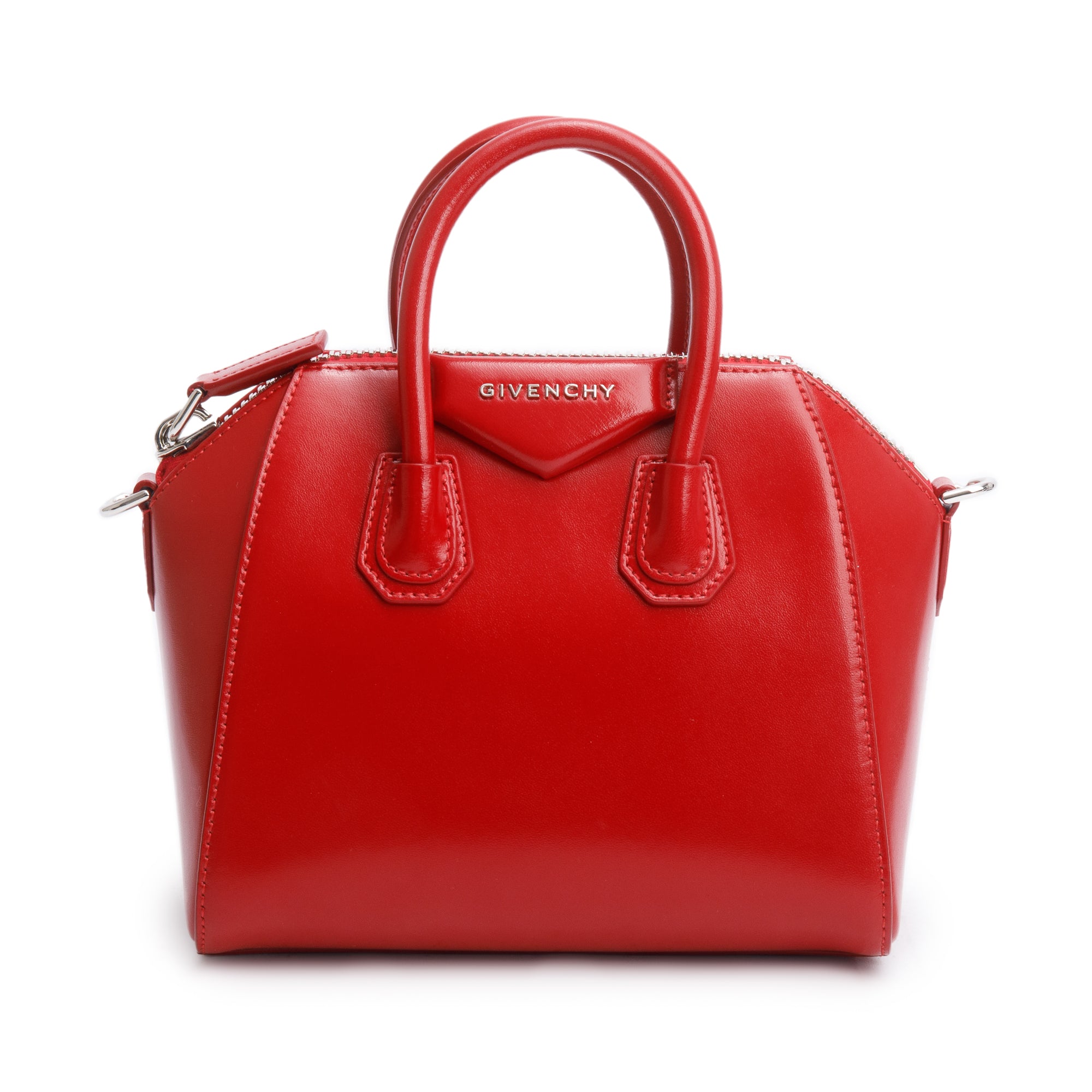 Givenchy Red Box Leather Mini Antigona Bag w/ Strap