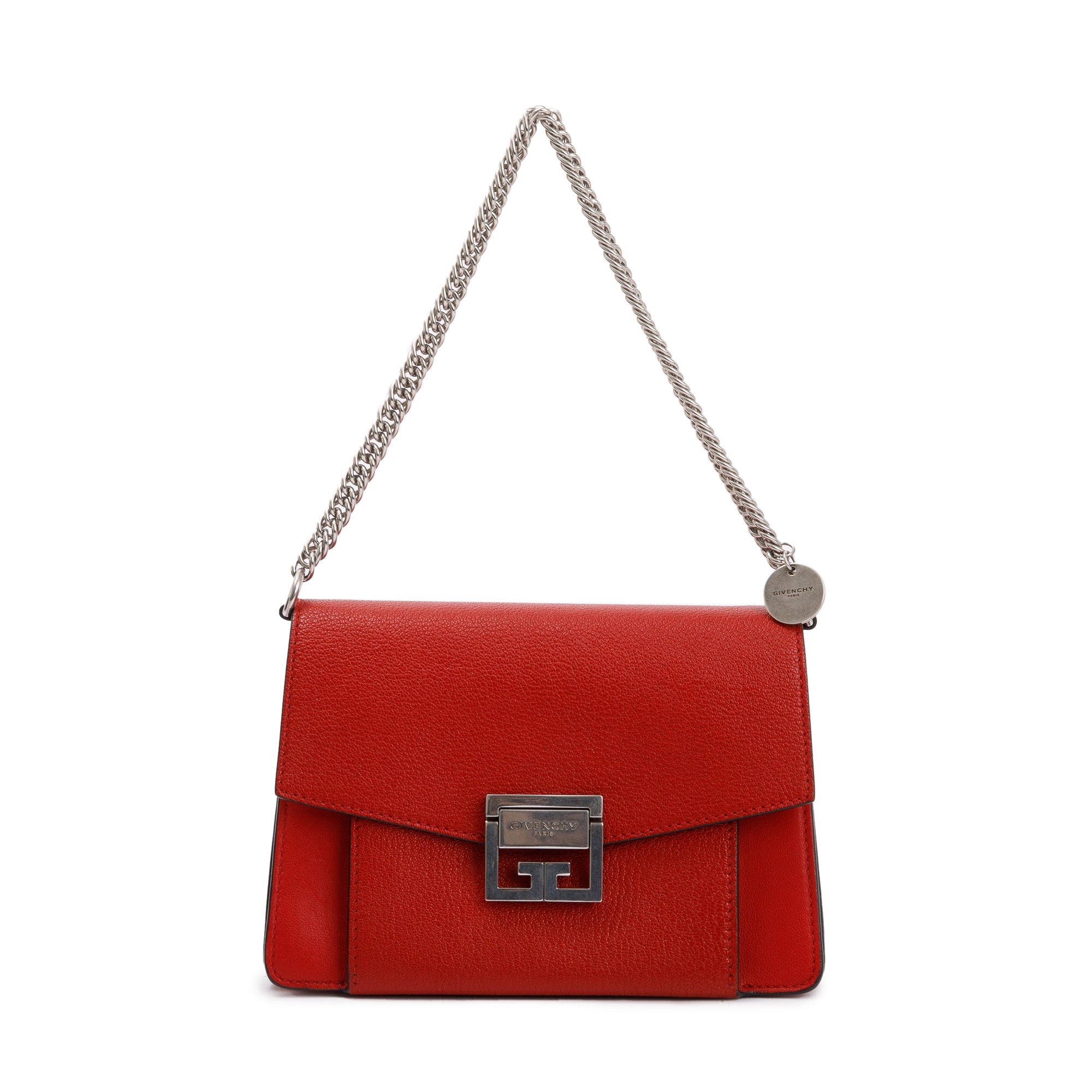 Givenchy Red Calfskin Leather Small GV3 Crossbody Bag w/ Strap