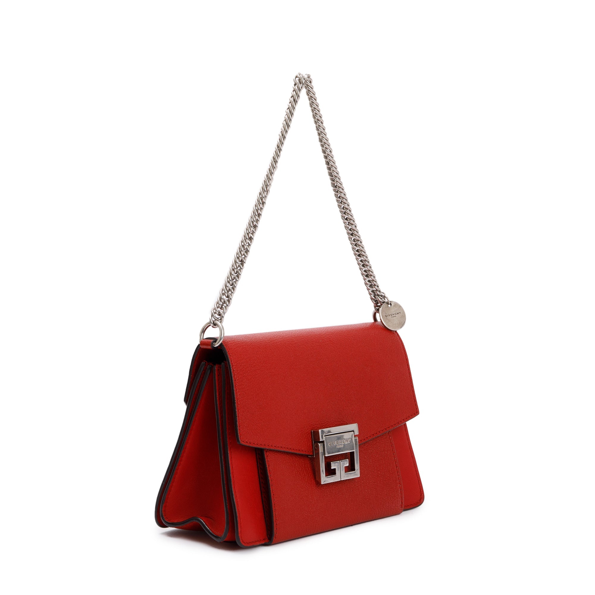 Givenchy Red Calfskin Leather Small GV3 Crossbody Bag w/ Strap