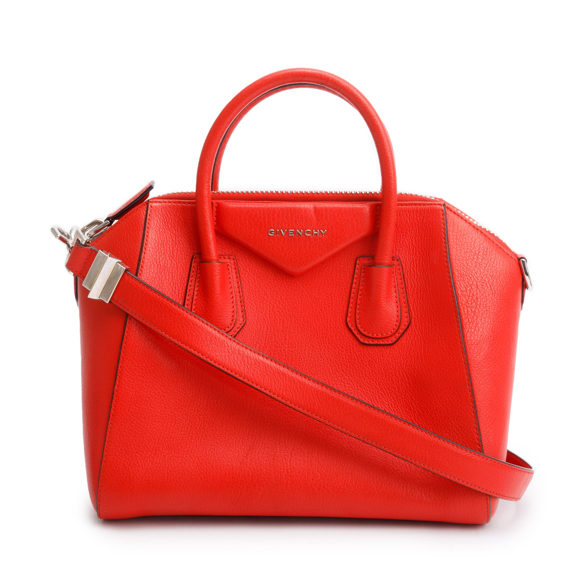 Givenchy Red Grained Leather Small Antigona Bag