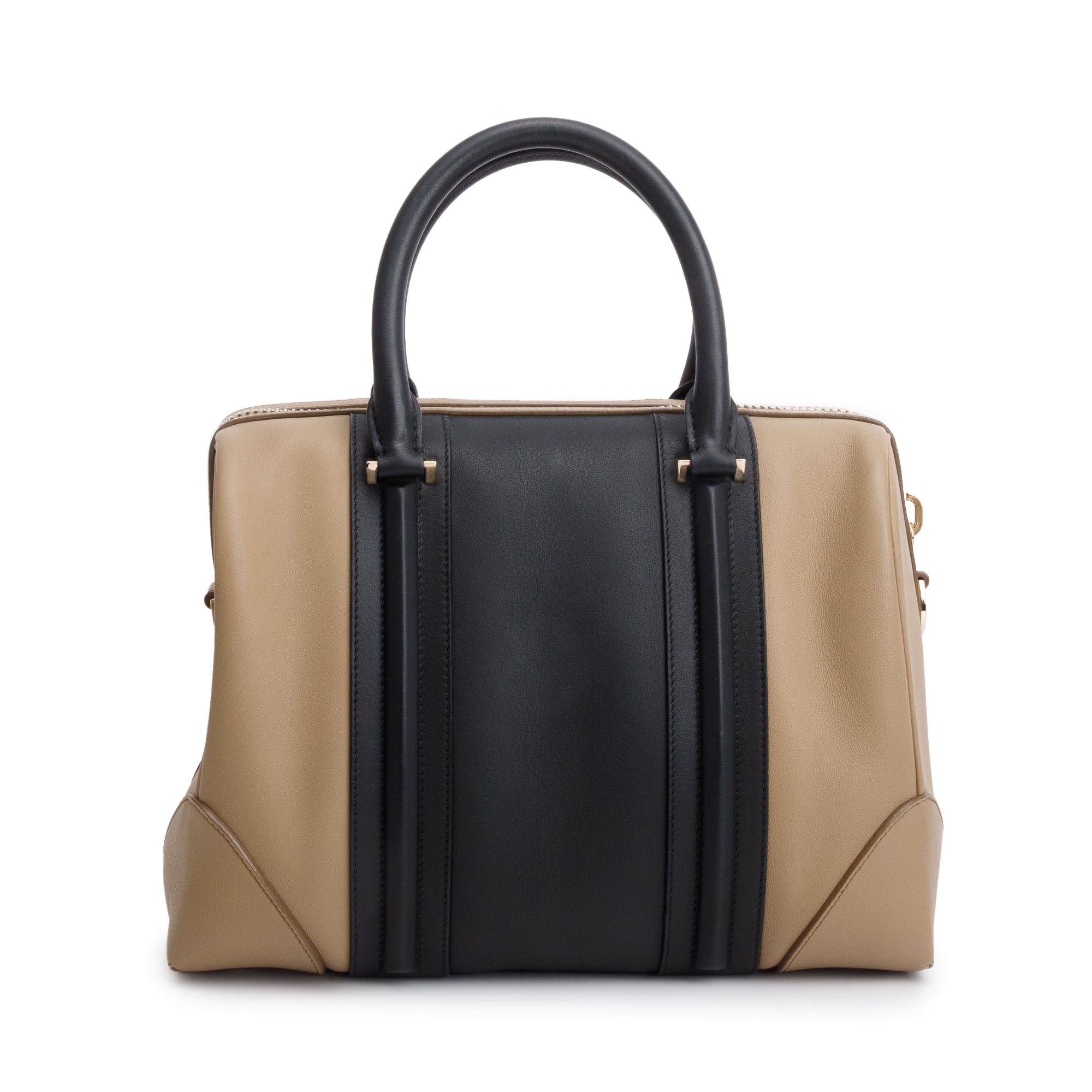 Givenchy Taupe/Black Colorblock Leather Lucrezia Top Handle Bag w/ Strap