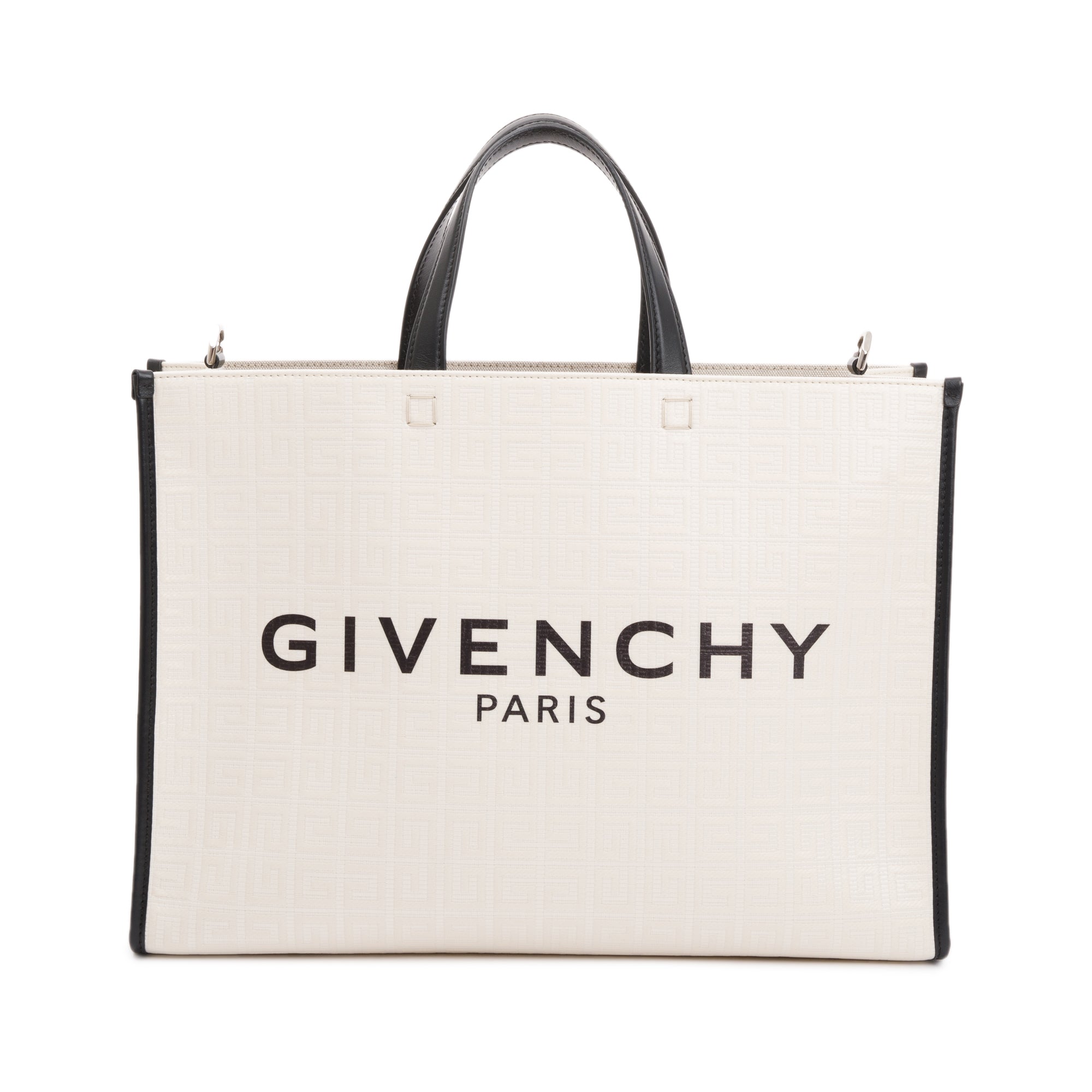 Givenchy White 4G Coated Canvas Medium G Shopping Tote w/ Strap