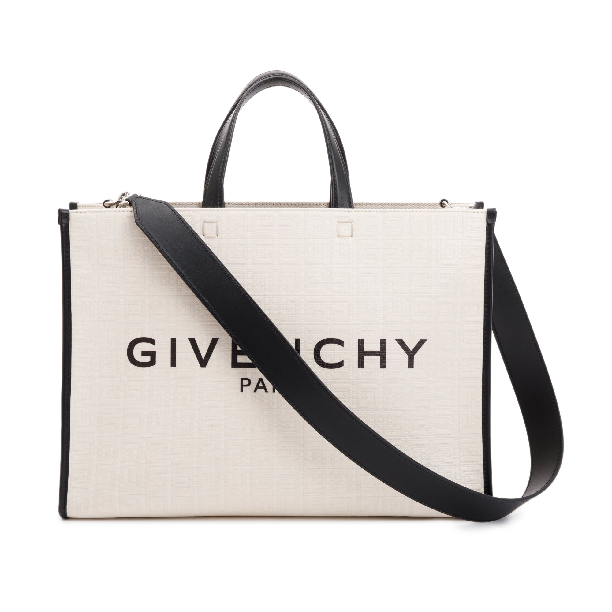 Givenchy White 4G Coated Canvas Medium G Shopping Tote w/ Strap