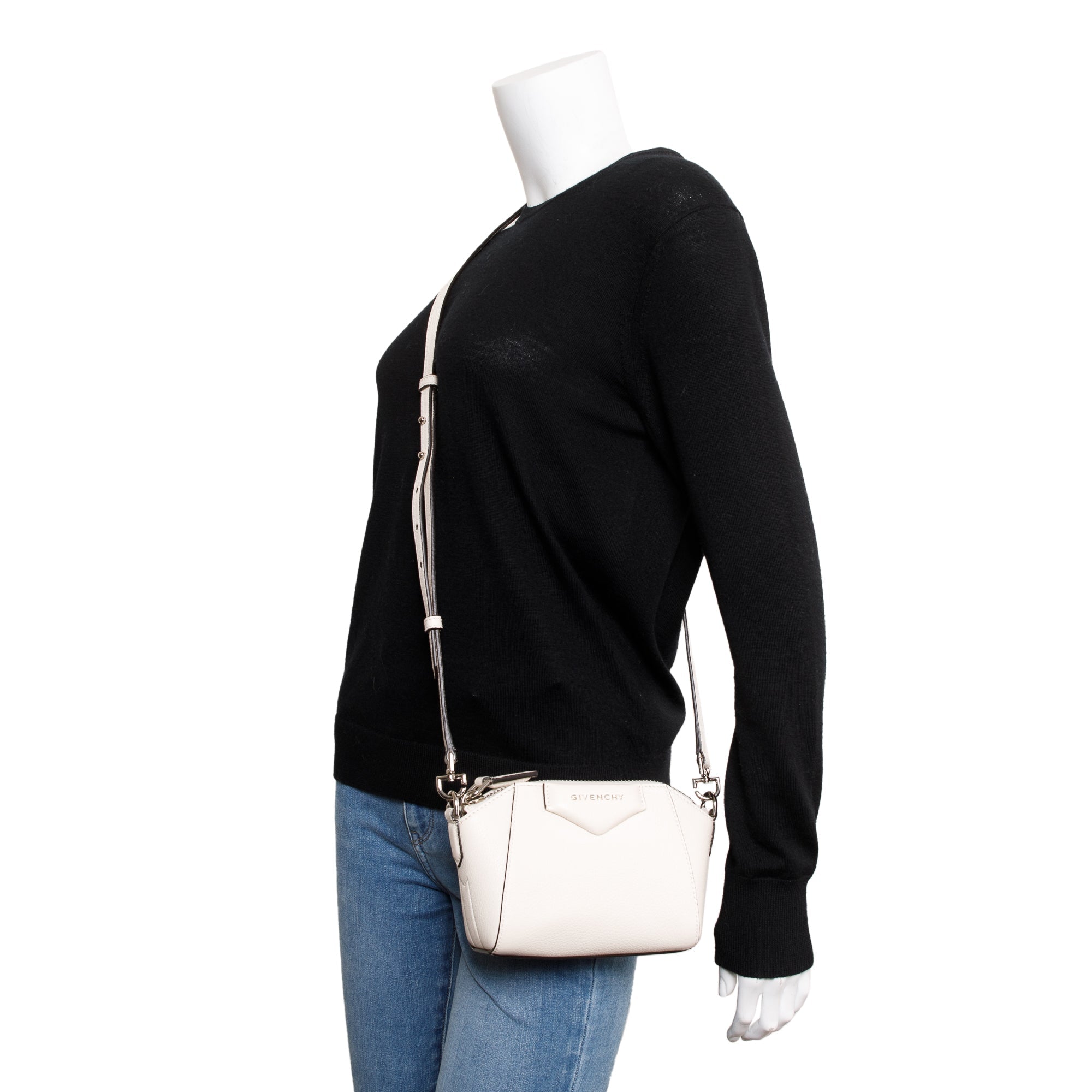 Givenchy White Sugar Goatskin Leather Nano Antigona Crossbody Bag