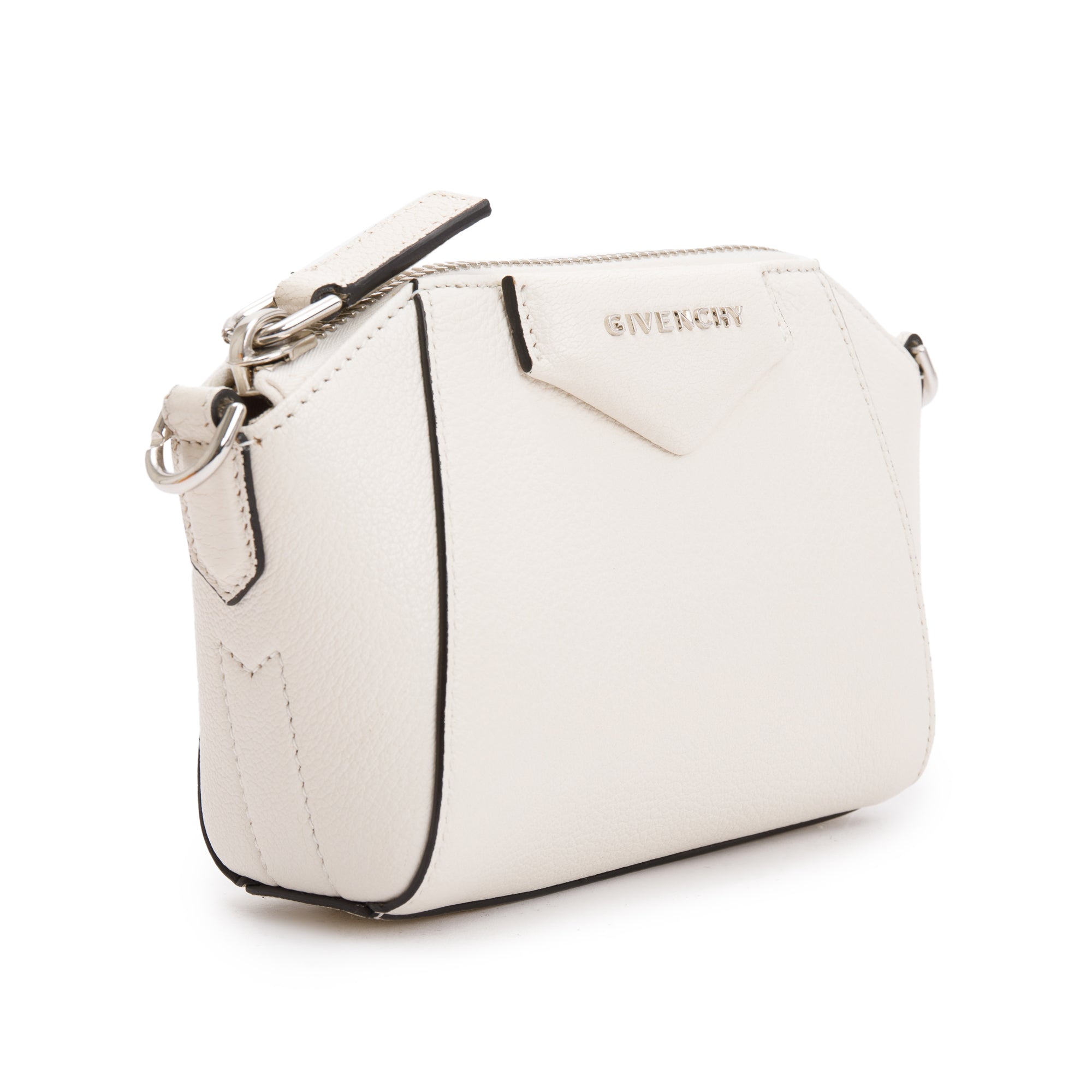 Givenchy White Sugar Goatskin Leather Nano Antigona Crossbody Bag