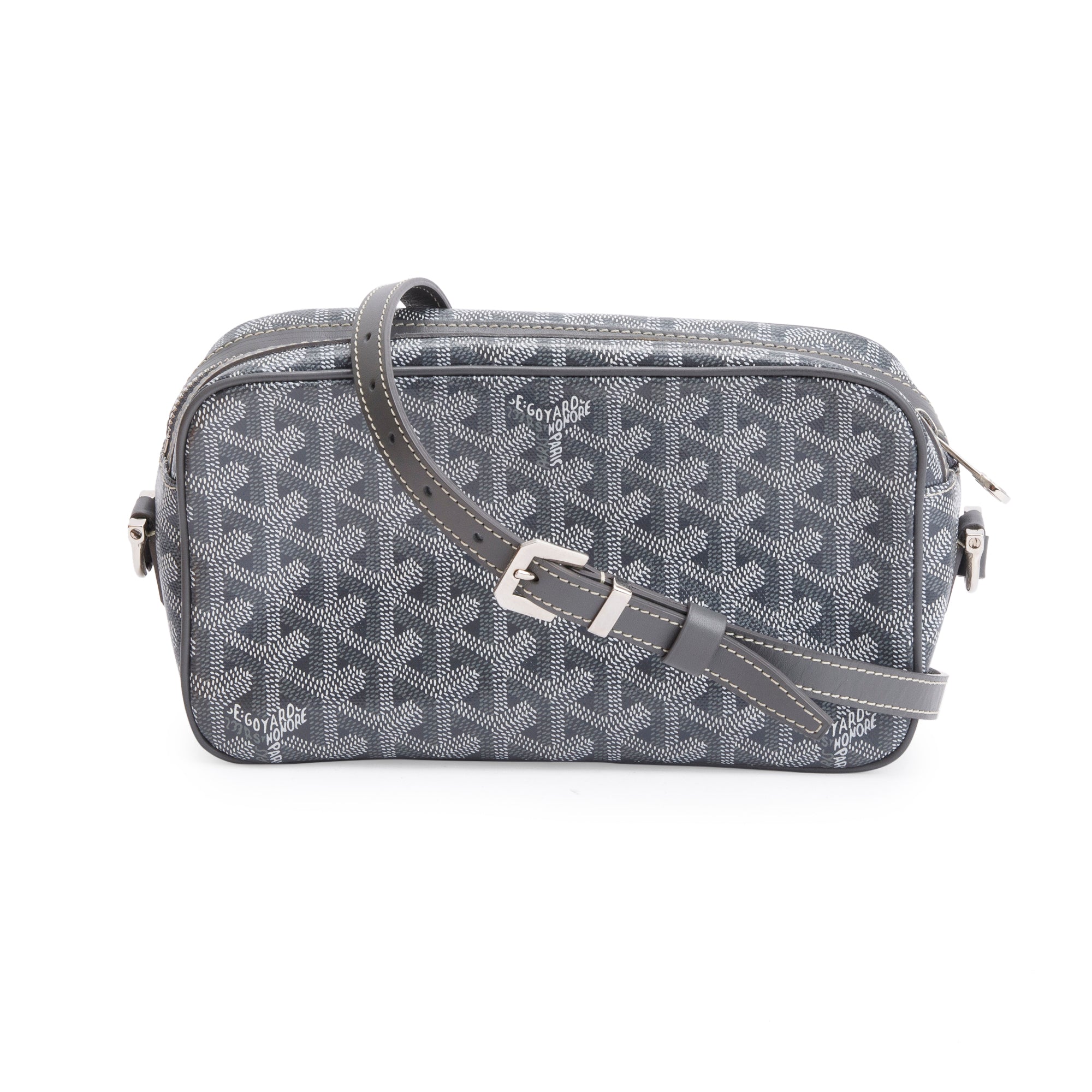 Goyard 2020 Grey Leather & Monogram Canvas Sac Cap Vert Crossbody Bag