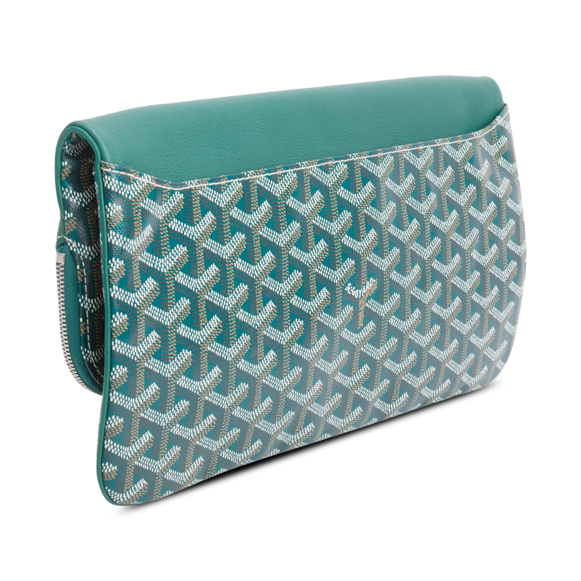 Goyard 2021 Green Leather & Goyaradine Canvas Sainte-Marie Foldable Clutch