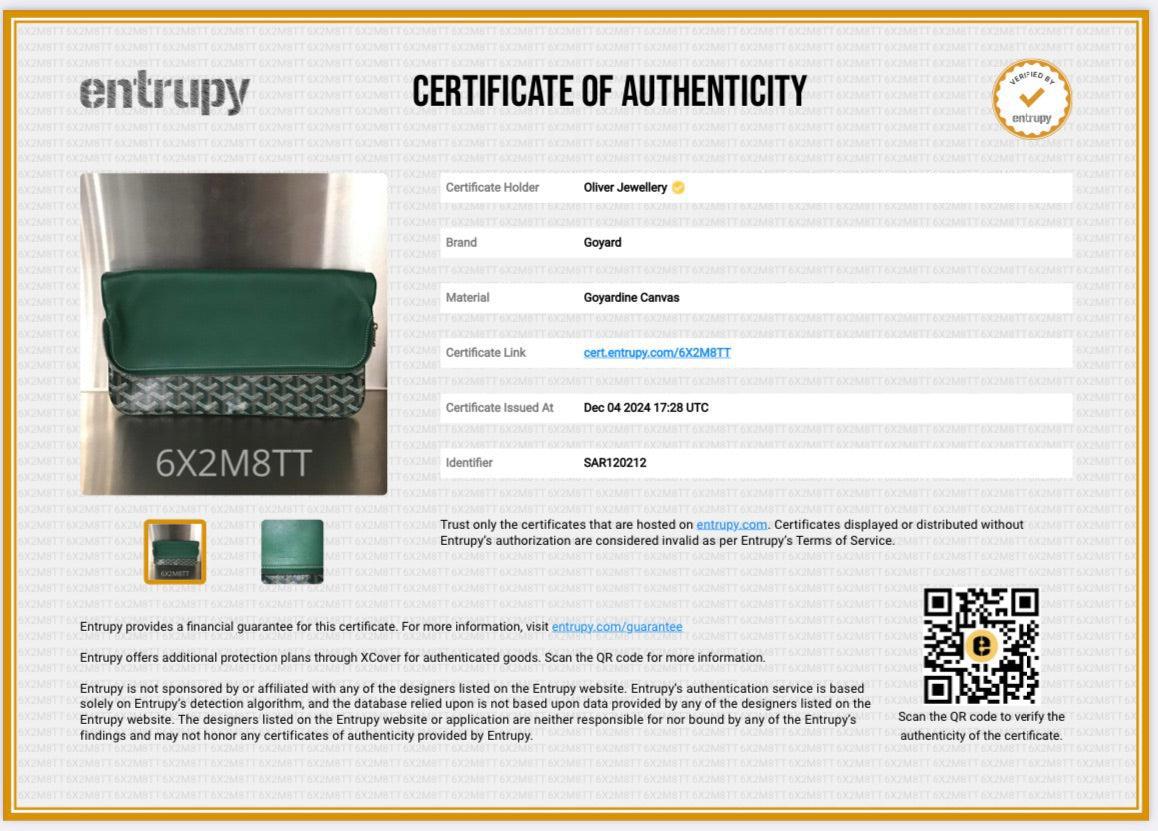 Goyard 2021 Green Leather & Goyaradine Canvas Sainte-Marie Foldable Clutch