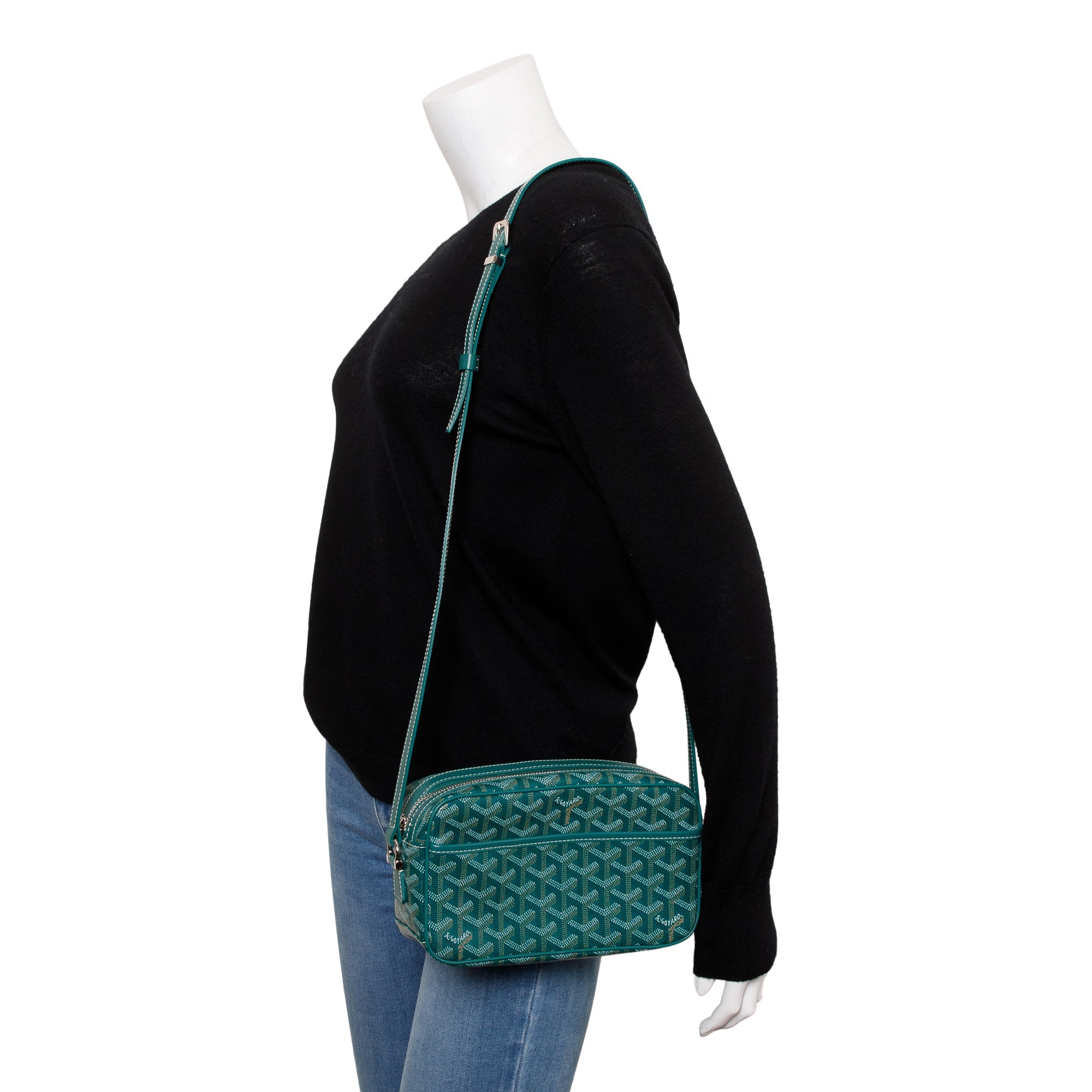 Goyard 2021 Green Leather & Monogram Canvas Sac Cap Vert Crossbody Bag