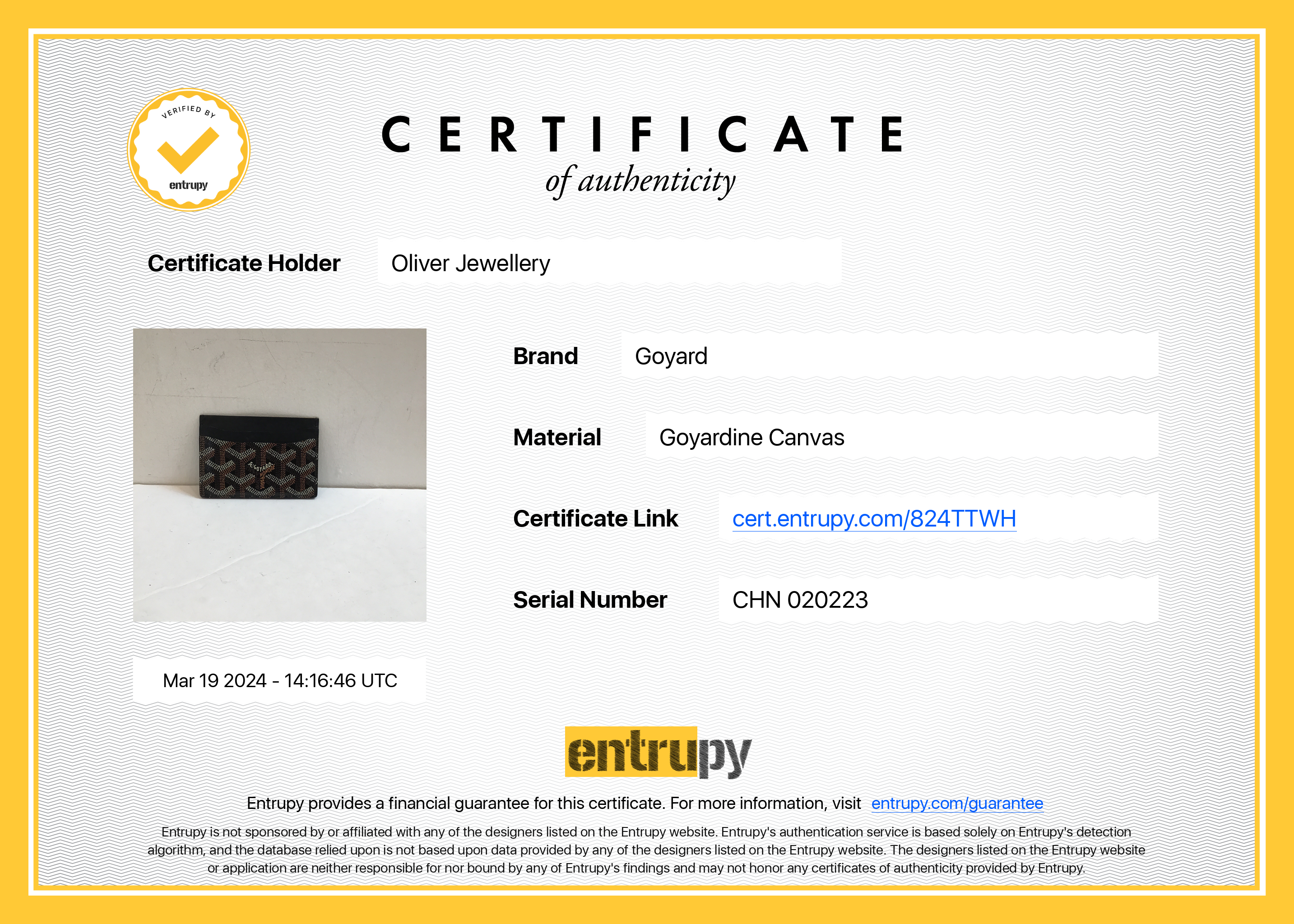 Goyard 2022 Black Leather & Coated Canvas Saint Sulpice Card Holder