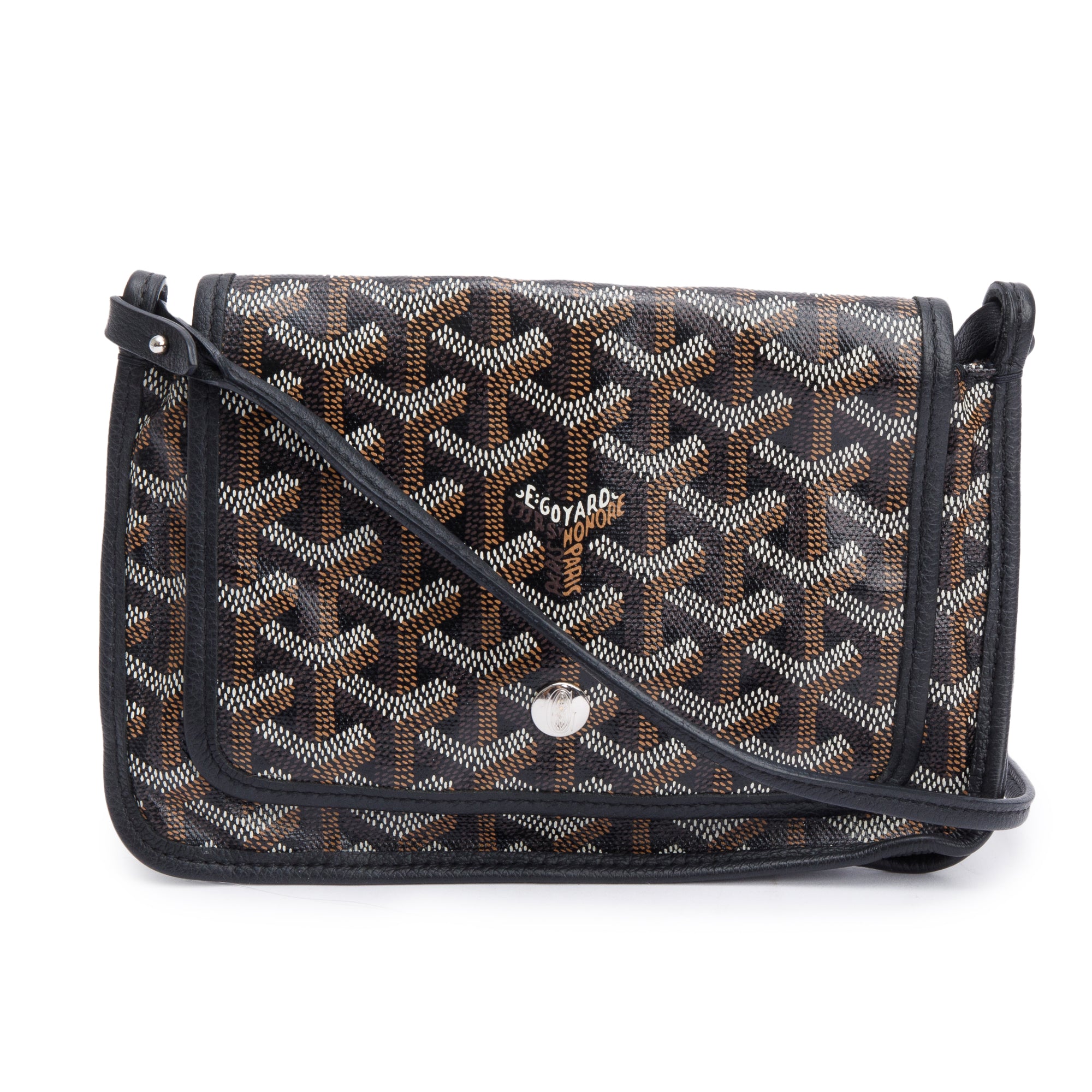 Goyard 2022 Black Monogram Coated Canvas Plumet Crossbody Bag