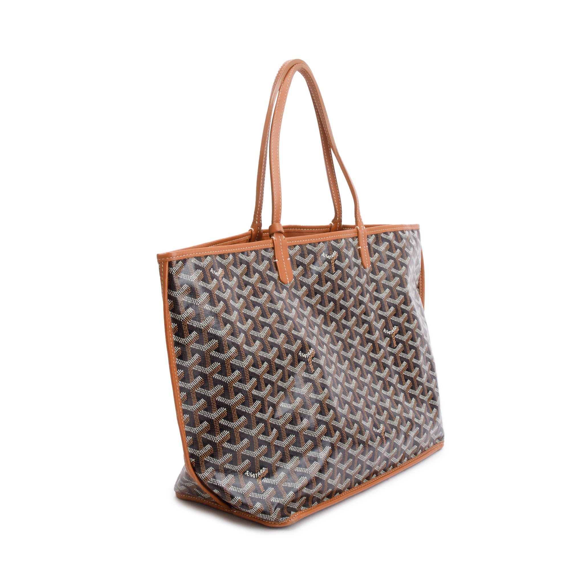 Goyard 2022 Brown/Black Coated Canvas Reversible Anjou PM w/ Pouch