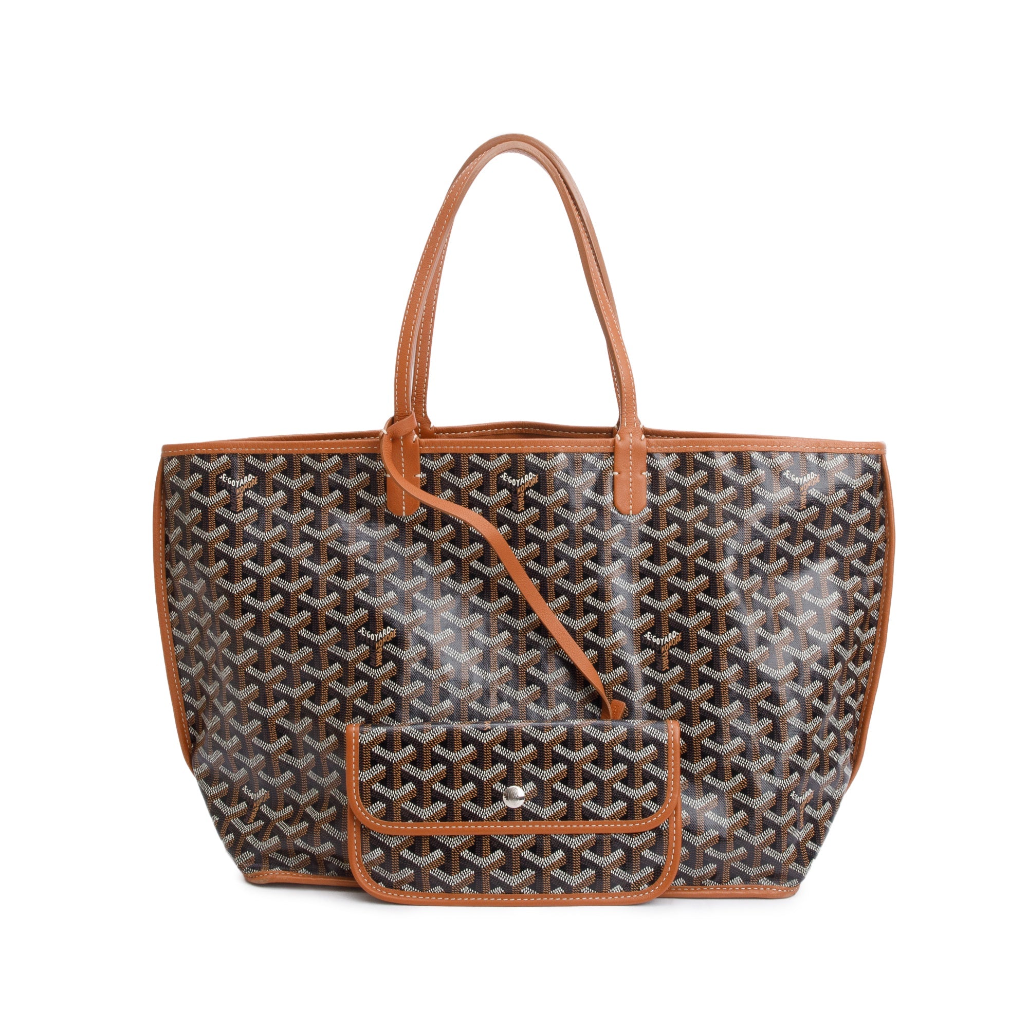 Goyard 2022 Brown/Black Coated Canvas Reversible Anjou PM w/ Pouch