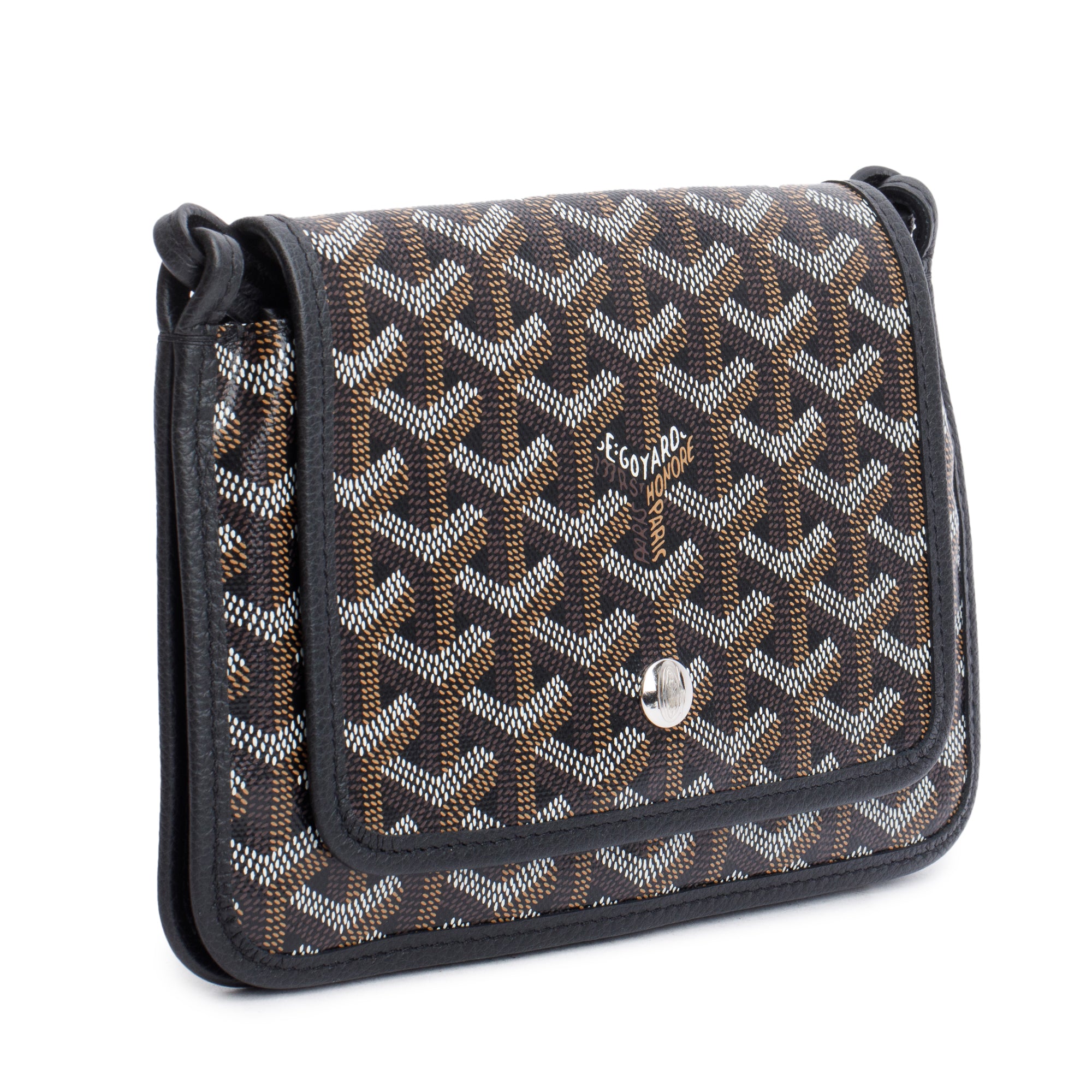 Goyard 2023 Black Monogram Coated Canvas Plumet Crossbody Bag