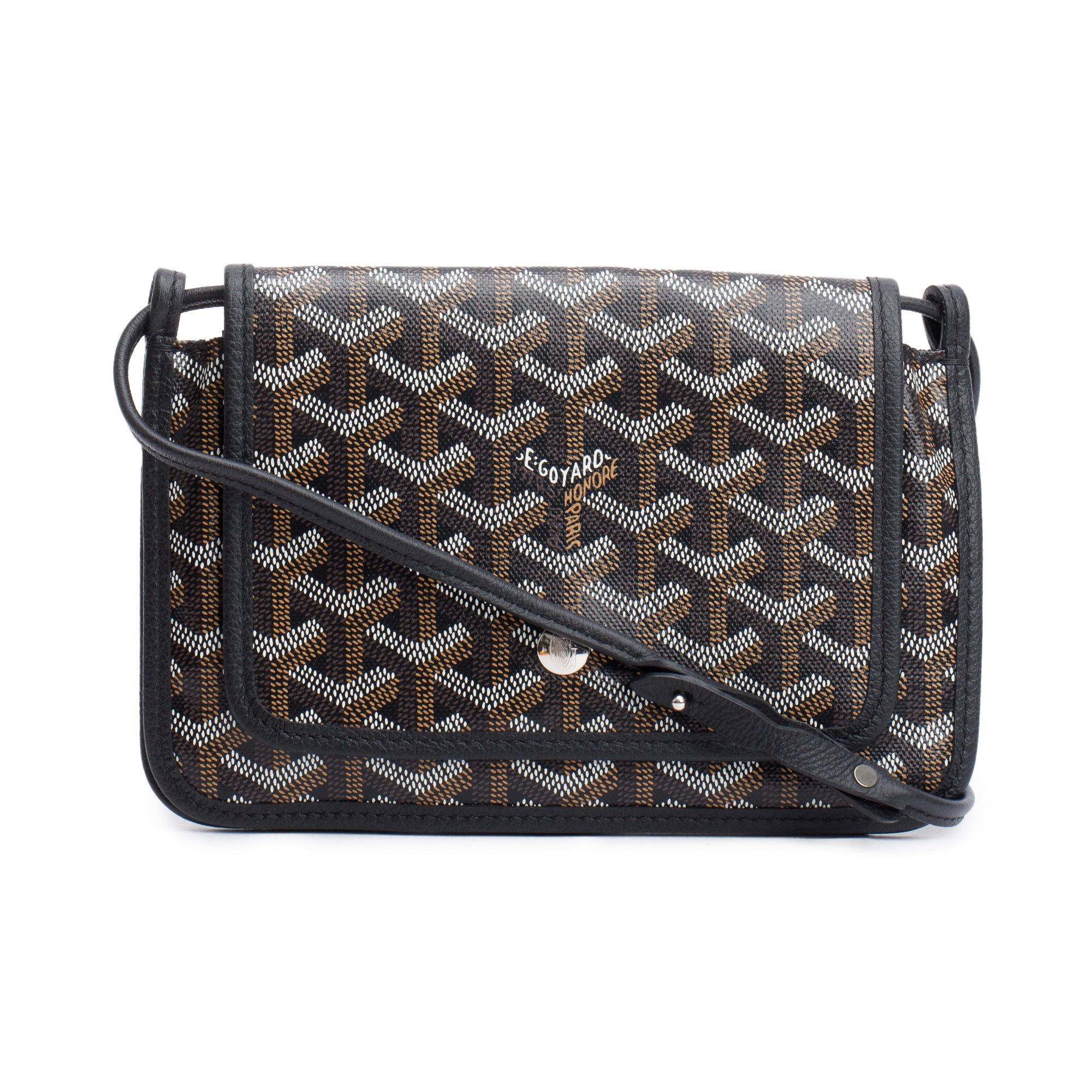 Goyard 2023 Black Monogram Coated Canvas Plumet Crossbody Bag