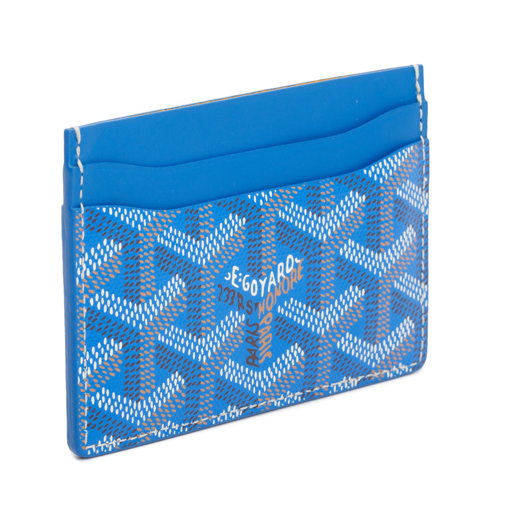 Goyard 2023 Blue Leather & Coated Canvas Saint Sulpice Card Holder w/ Box