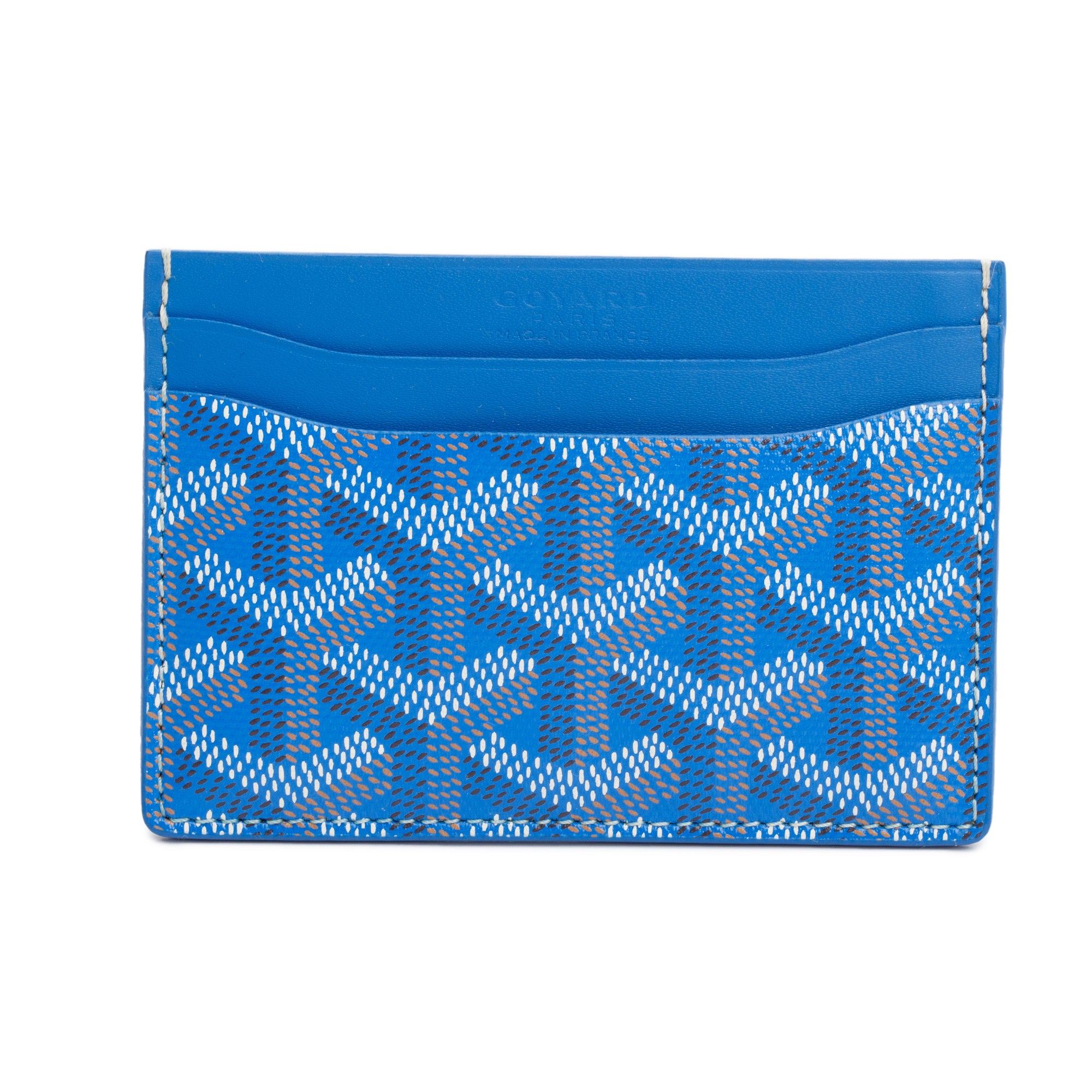 Goyard 2023 Blue Leather & Coated Canvas Saint Sulpice Card Holder w/ Box
