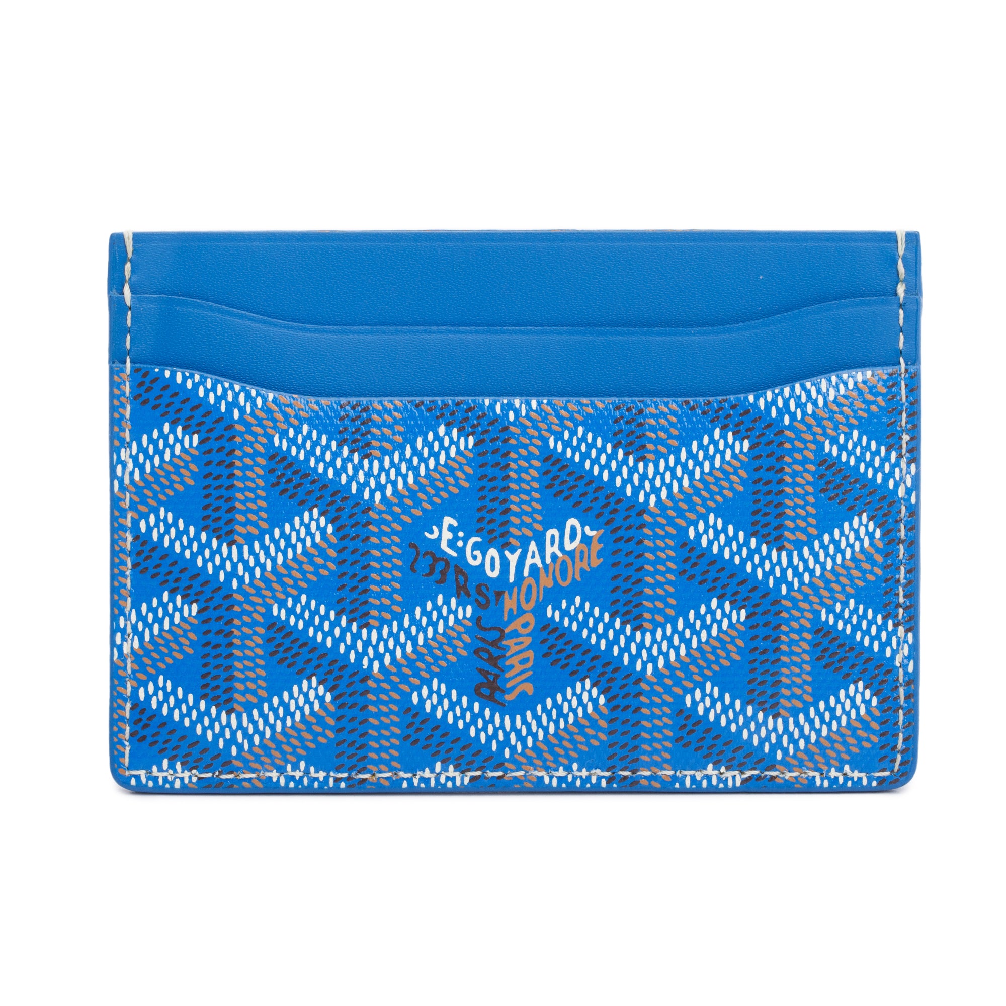 Goyard 2023 Blue Leather & Coated Canvas Saint Sulpice Card Holder w/ Box